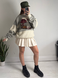 Knitted 80's Embroidered Sweater Size L