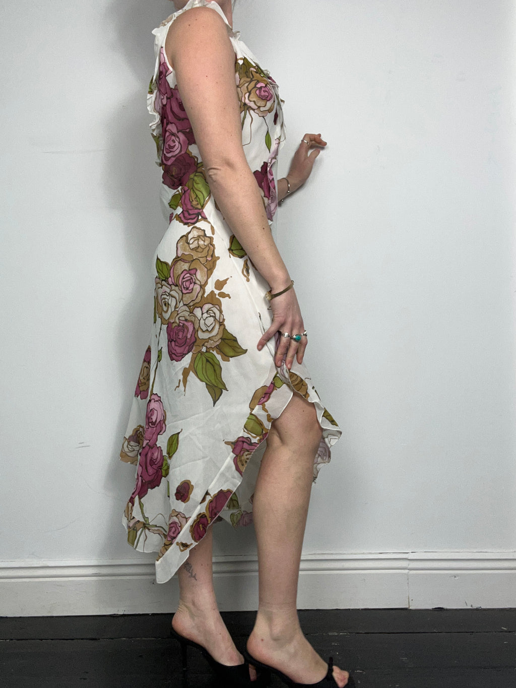 Chiffon Floral Ruffle Dress Size 12