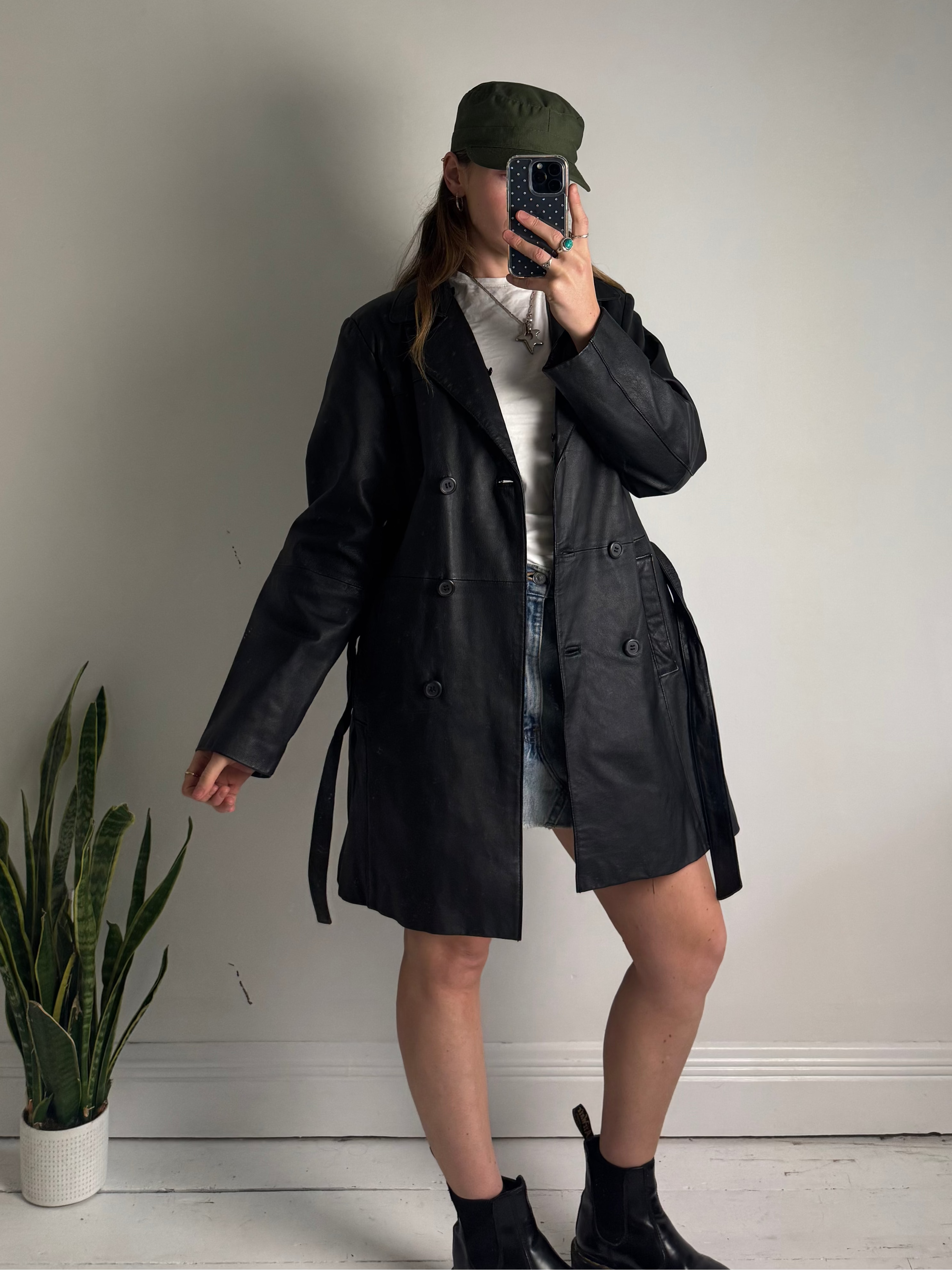 Double Breasted Leather Jacket Size 12