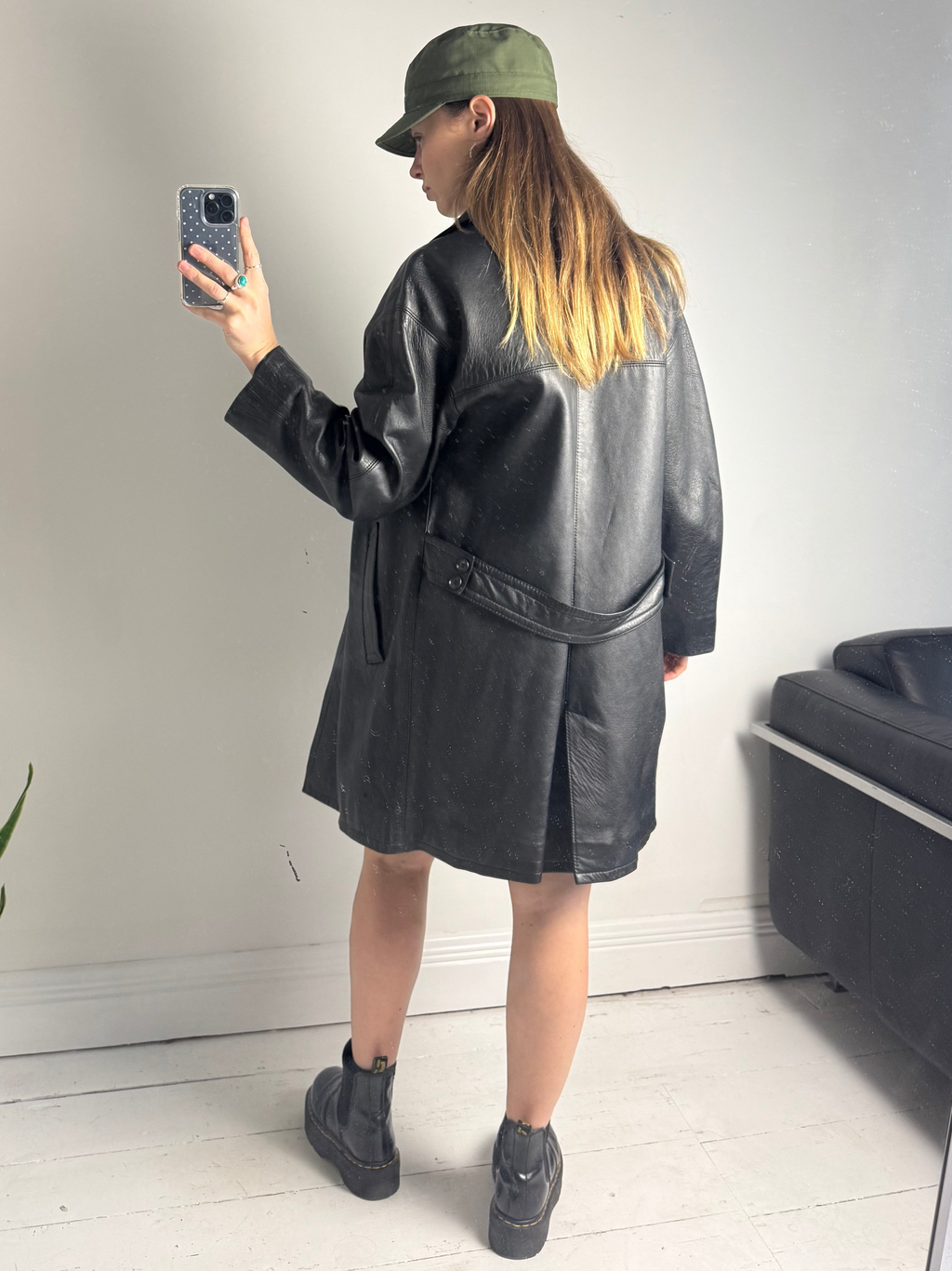 Black Leather jacket 80's Size L