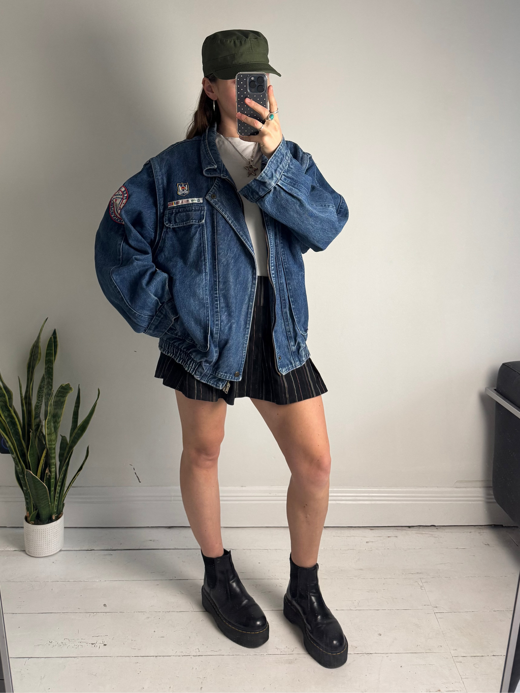 Indago Denim Bomber Jacket Size L