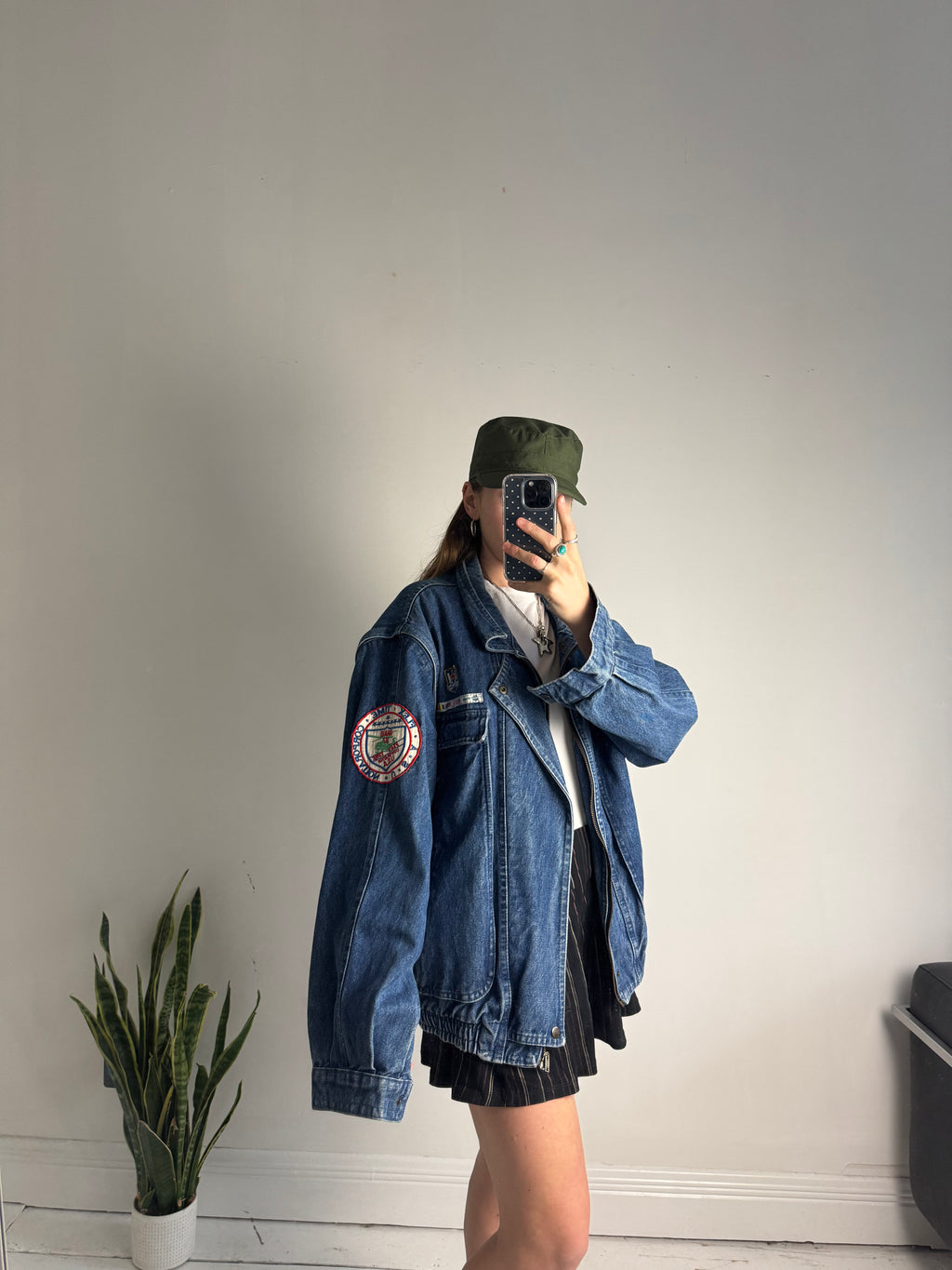 Indago Denim Bomber Jacket Size L