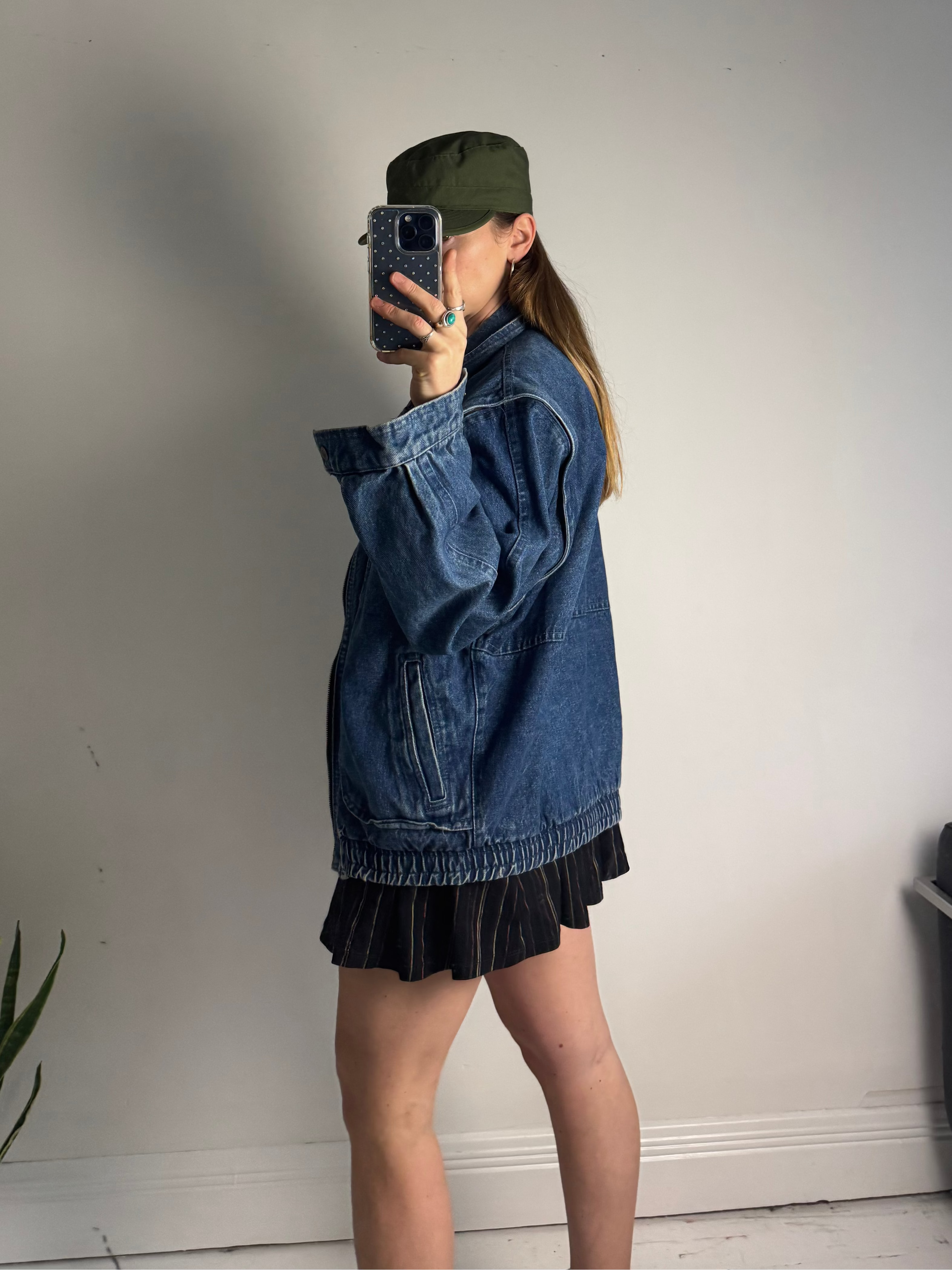 Indago Denim Bomber Jacket Size L