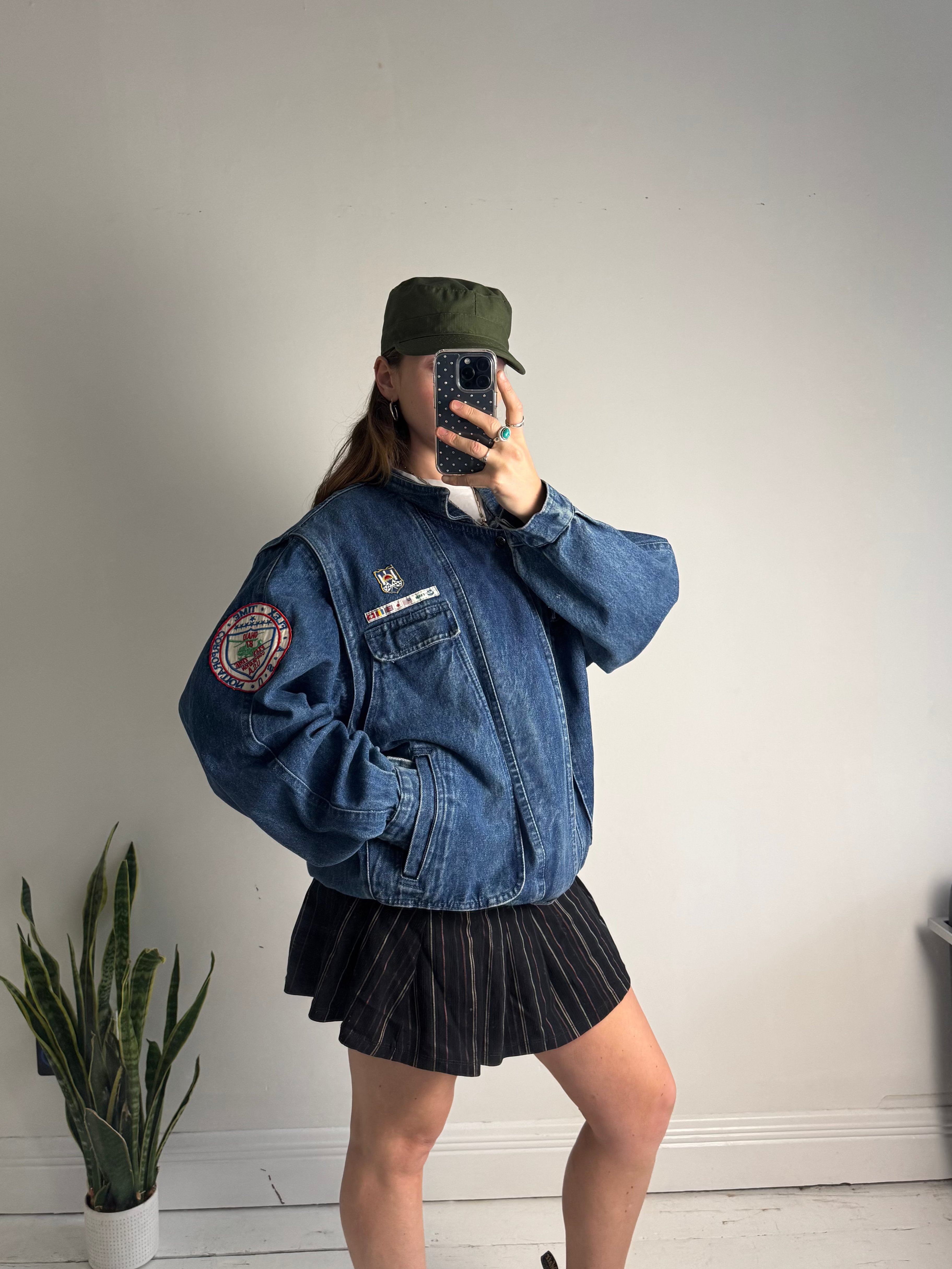 Indago Denim Bomber Jacket Size L