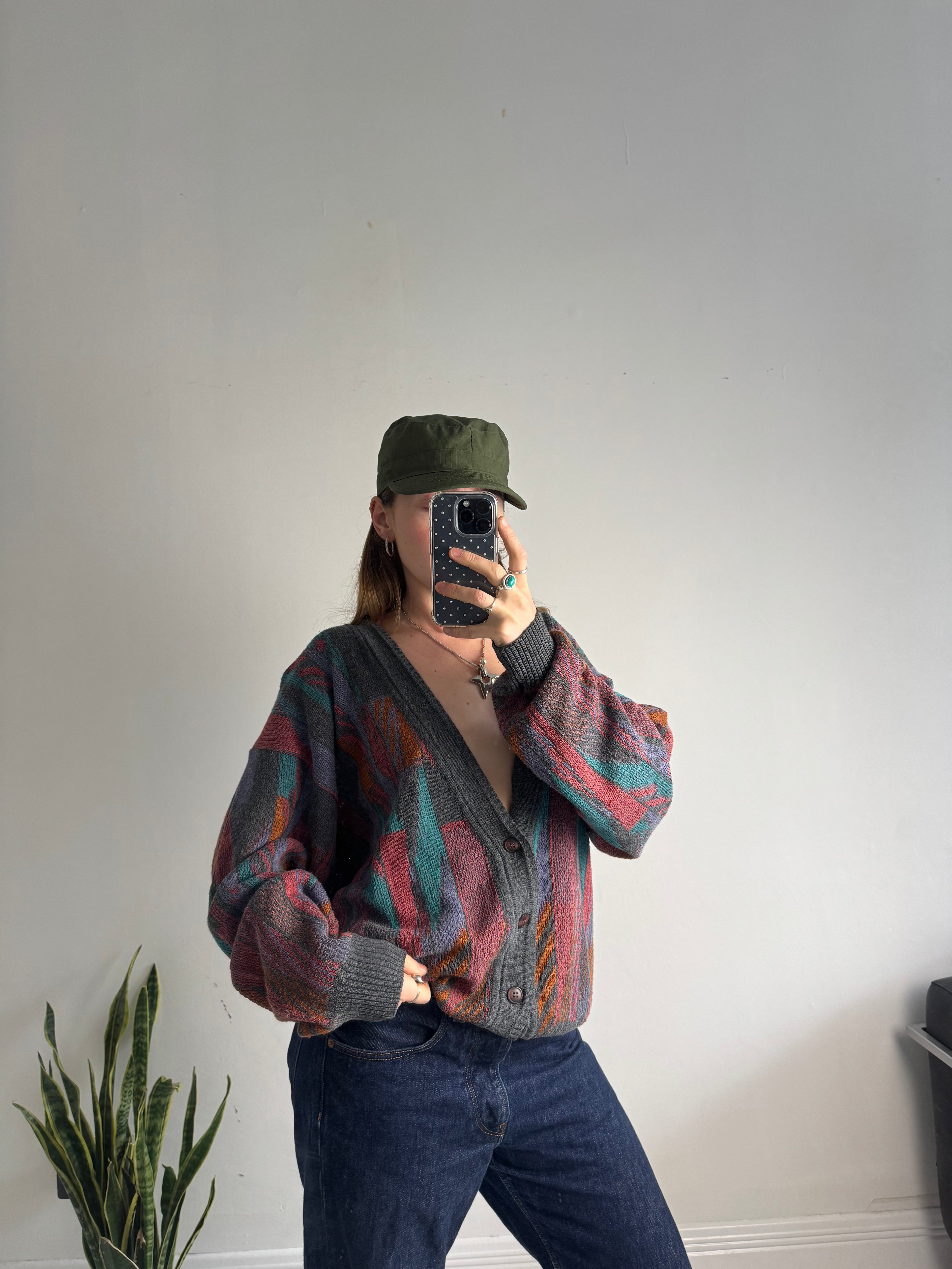 v Neck Knitted Cardigan Size M