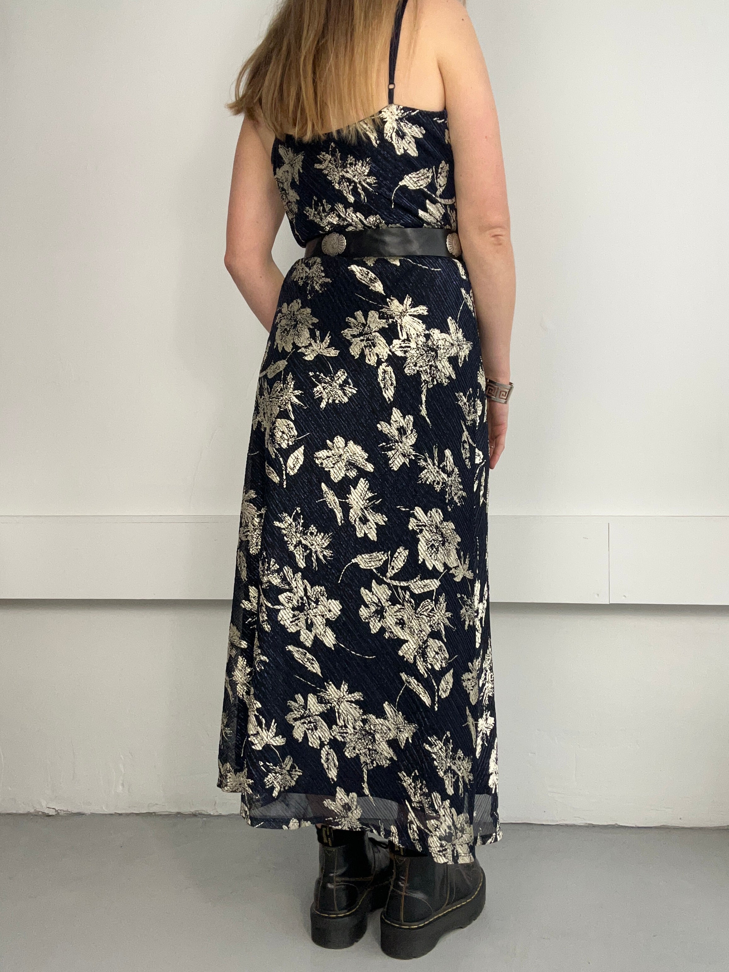 90's Navy And Gold Dress Size 12