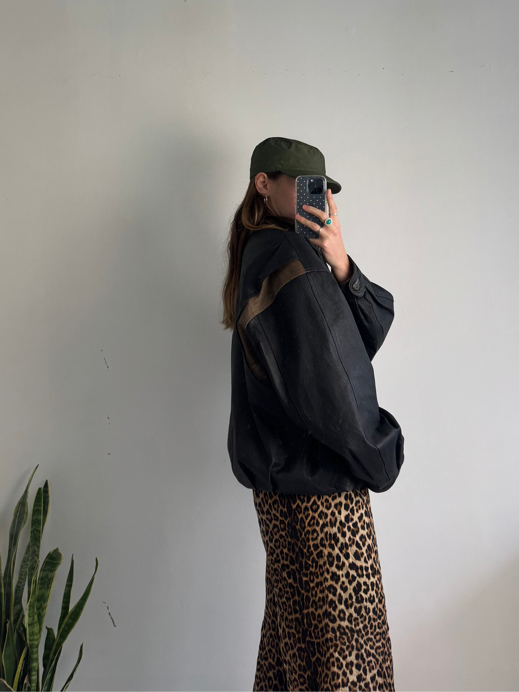 Leather 80's Bomber Jacket Size Xl