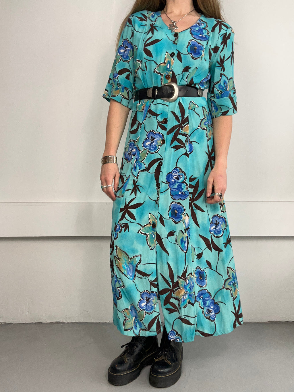 Turquoise 90's Maxi Dress Size 12