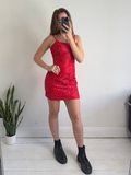 Red 80's Lace Mini Dress Size 8