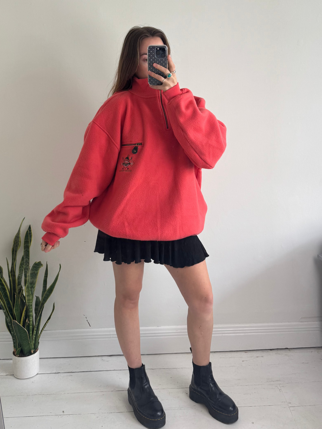 Half Zip Peach Fleece Size XL