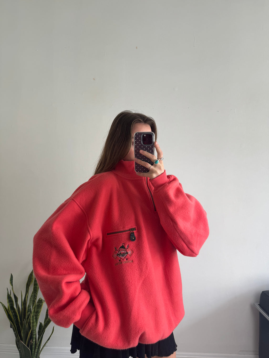 Half Zip Peach Fleece Size XL
