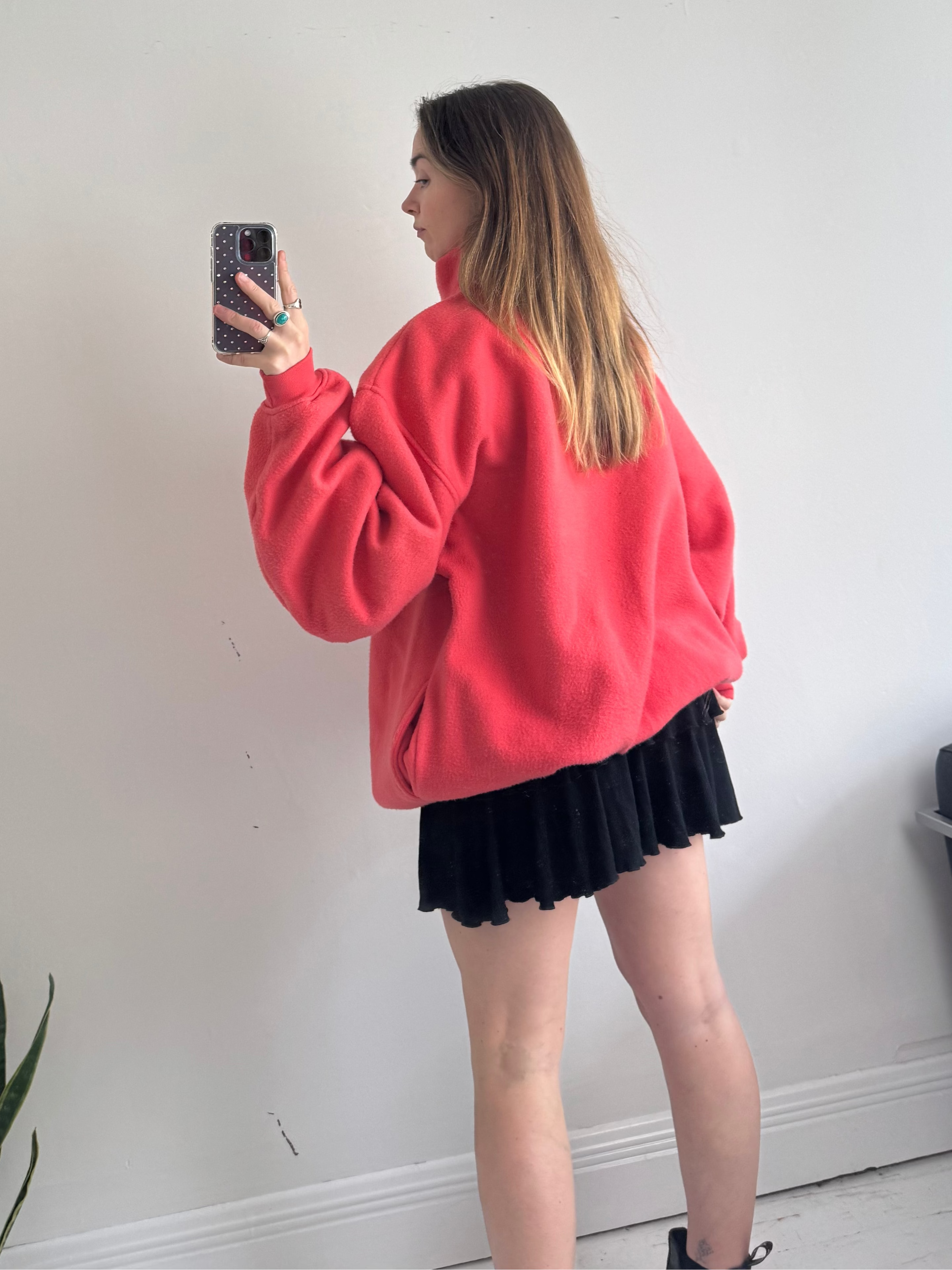 Half Zip Peach Fleece Size XL
