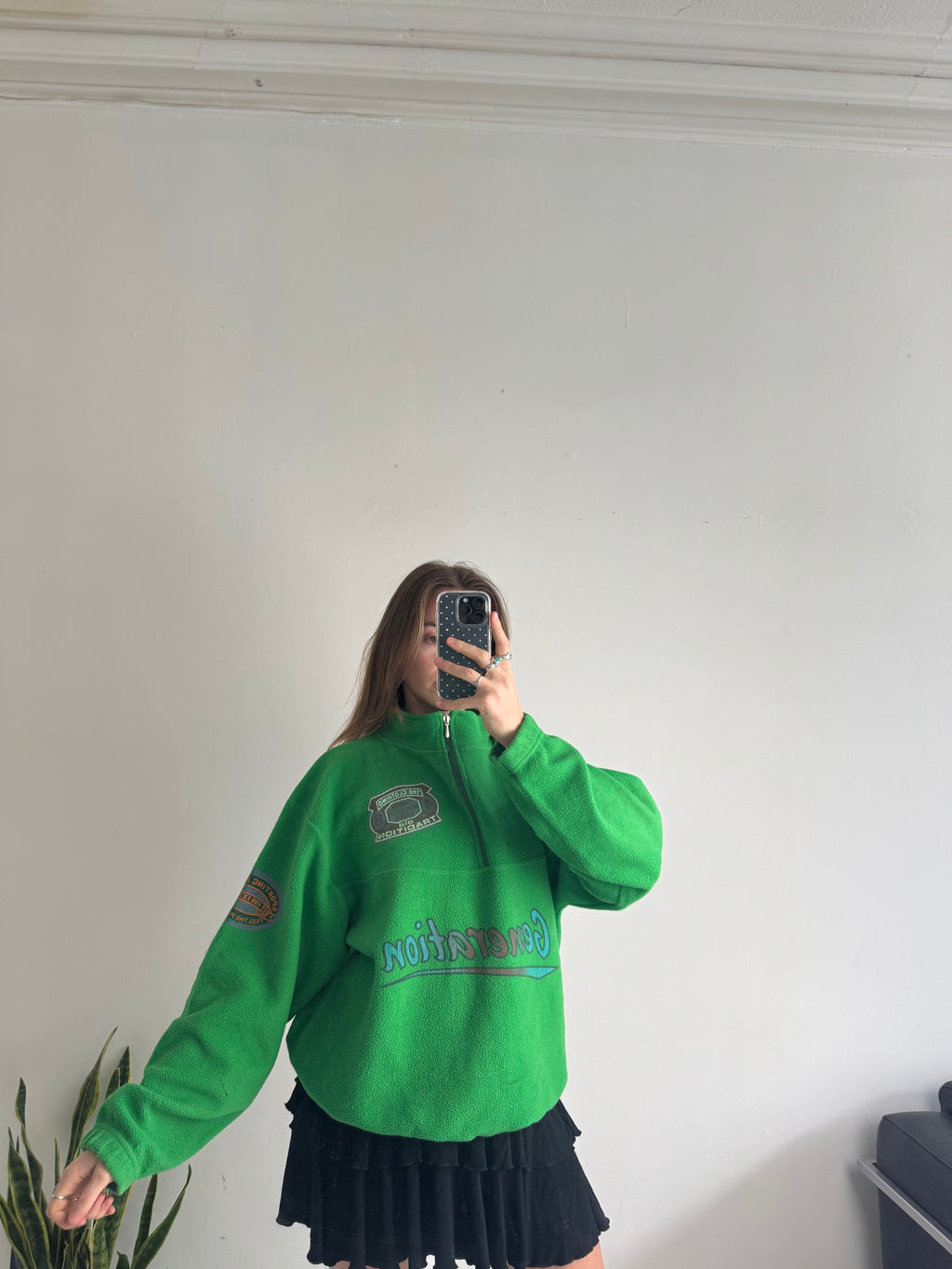 Green Half Zip Fleece 80's Size M