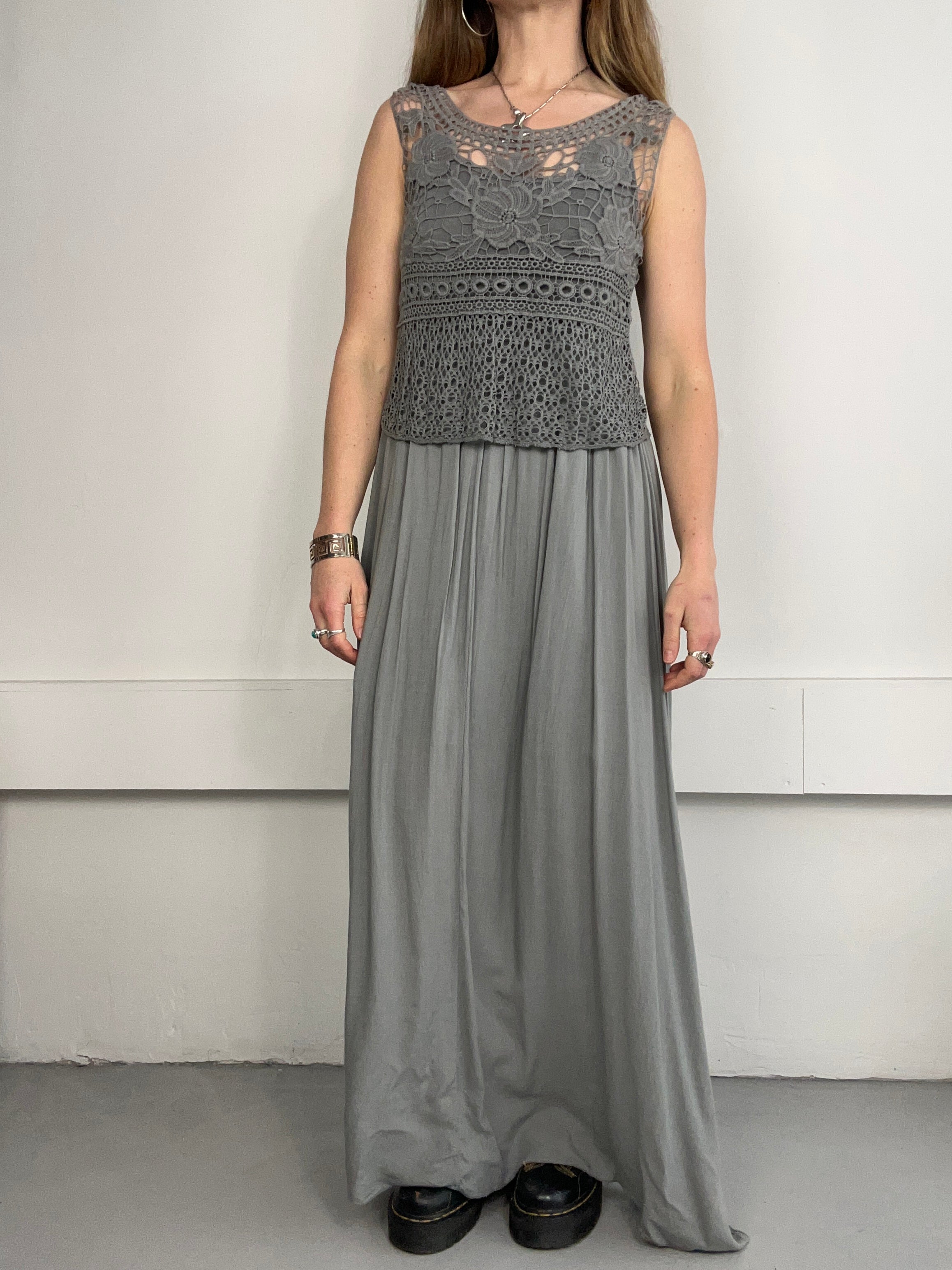 Grey Crochet Maxi Dress Size 12