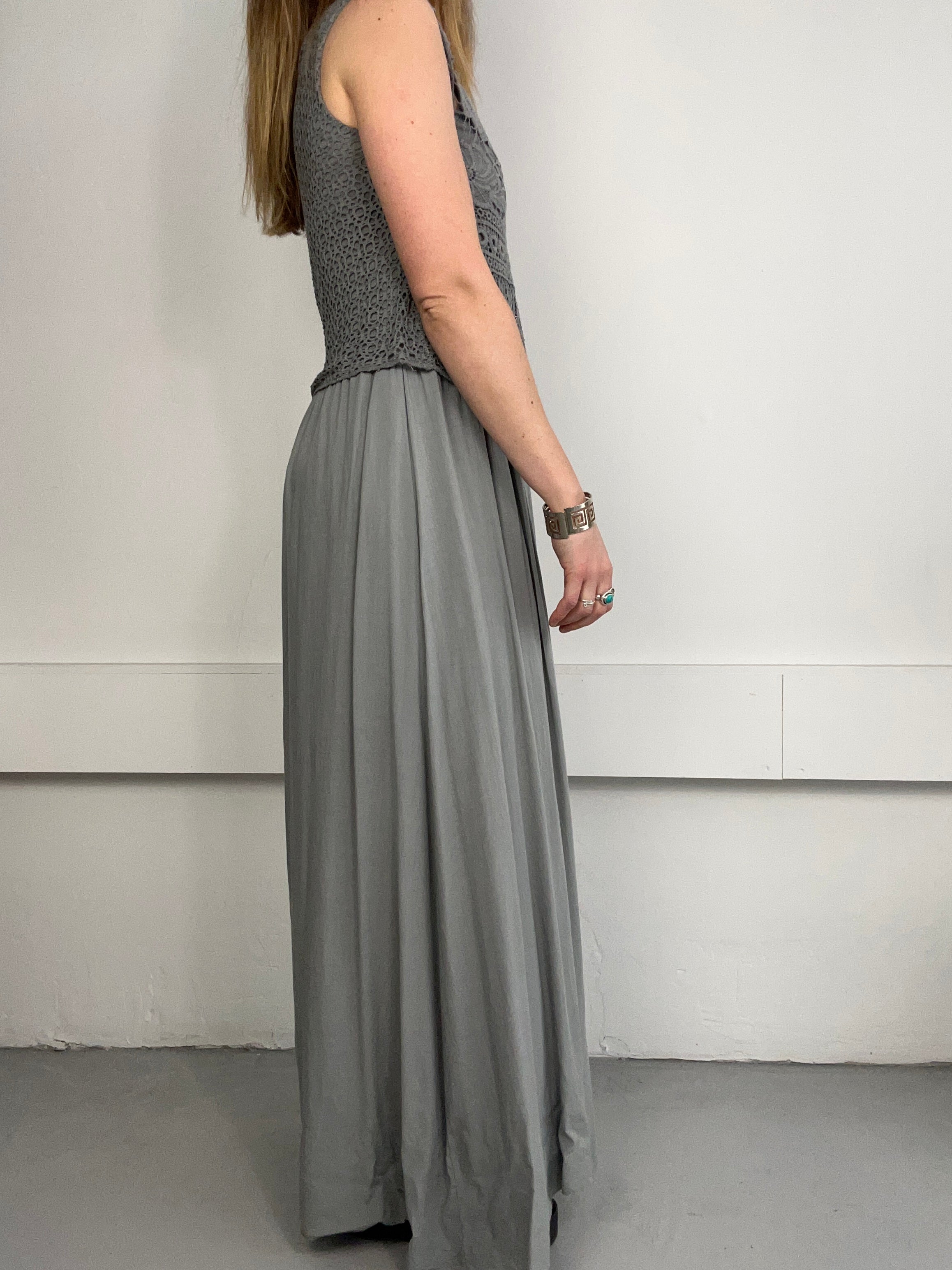 Grey Crochet Maxi Dress Size 12
