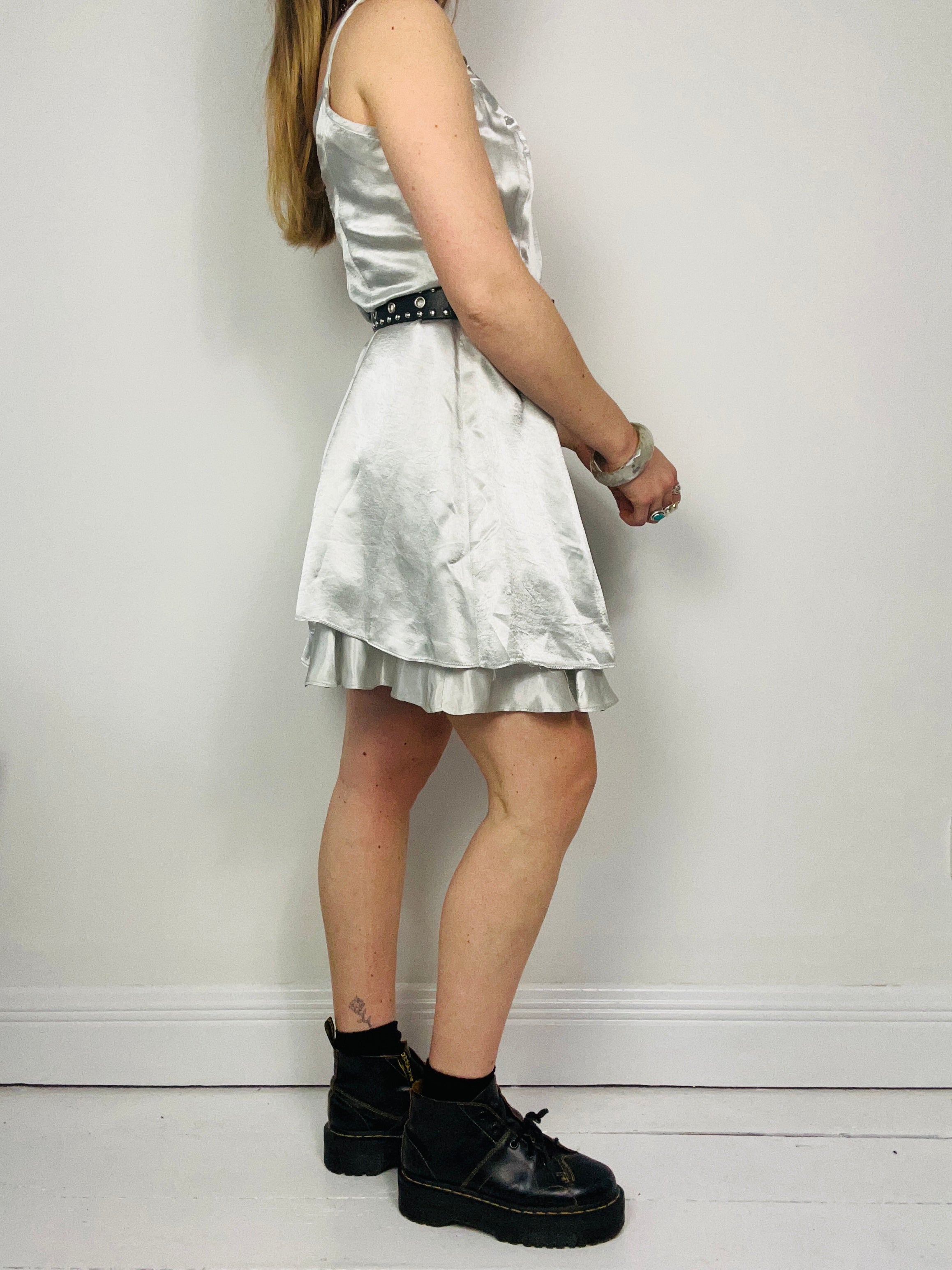 Silver 90's Mini Slip Dress Size 10