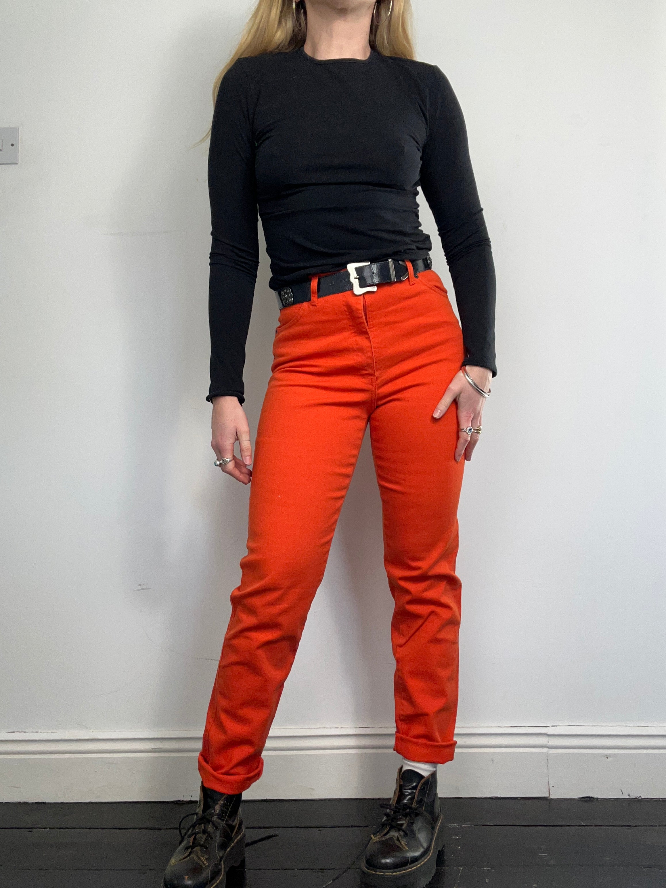 Orange High Waisted Jeans Size 8