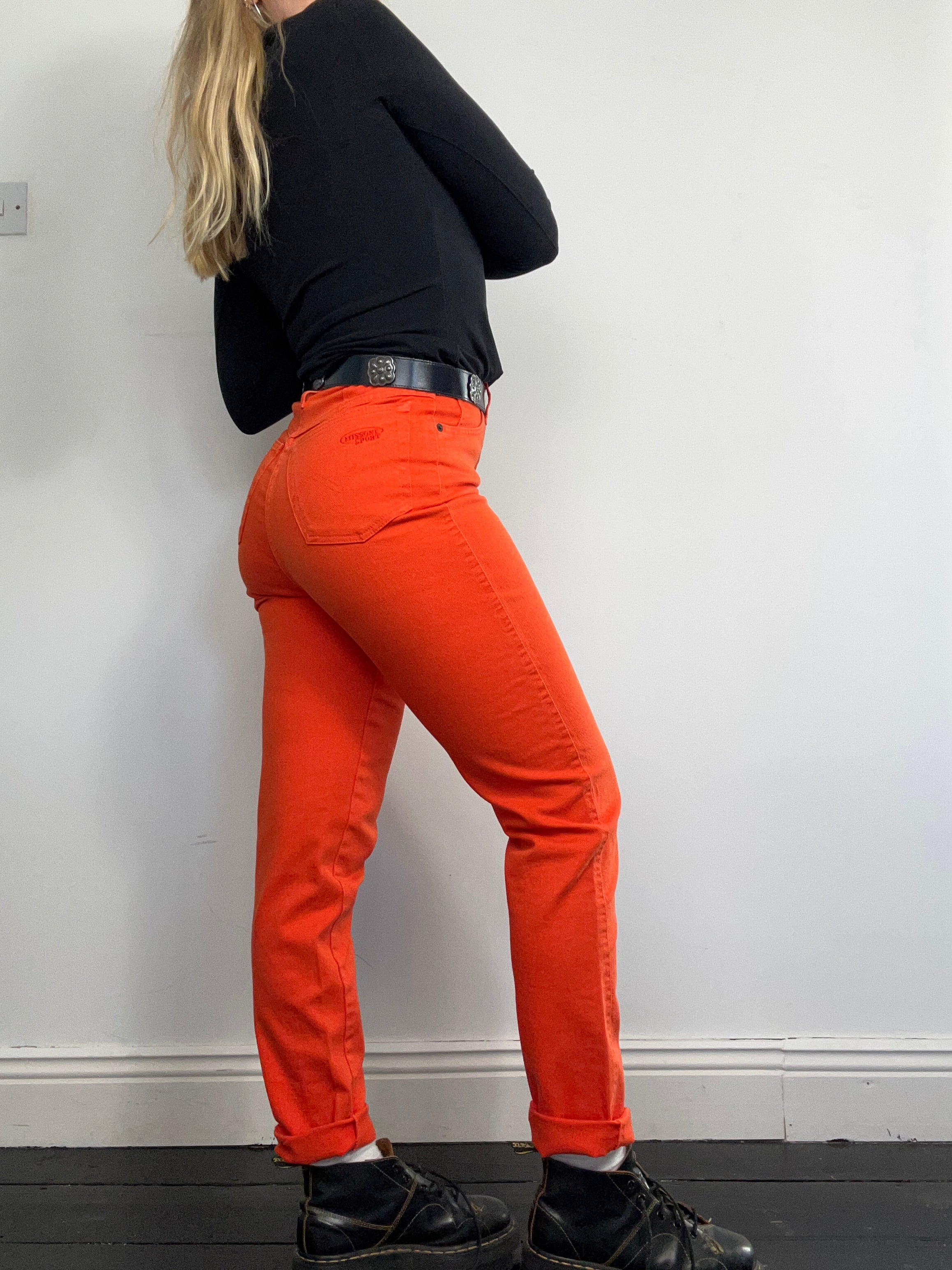 Orange High Waisted Jeans Size 8