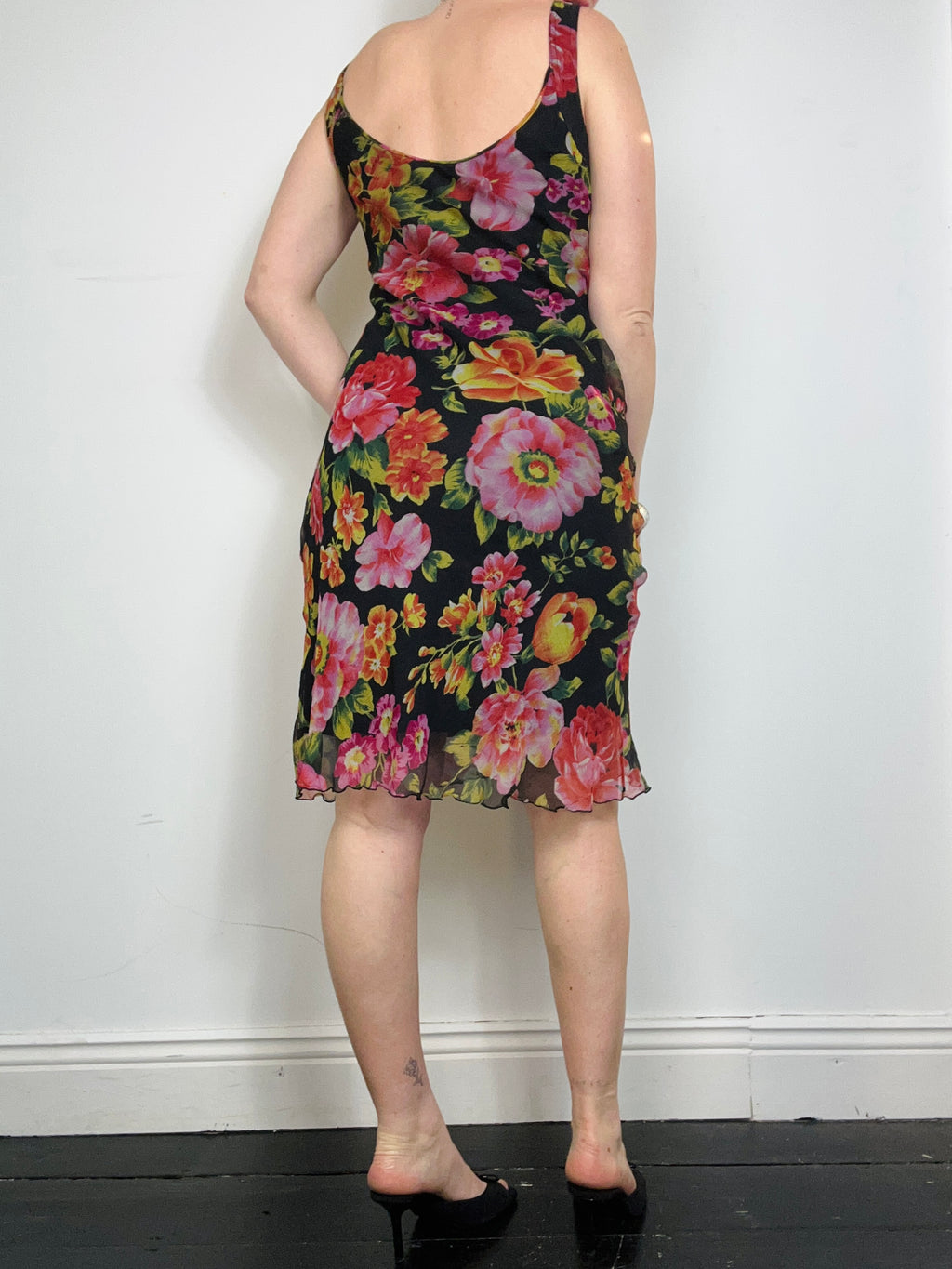 Chiffon Rose Print Dress Size 8