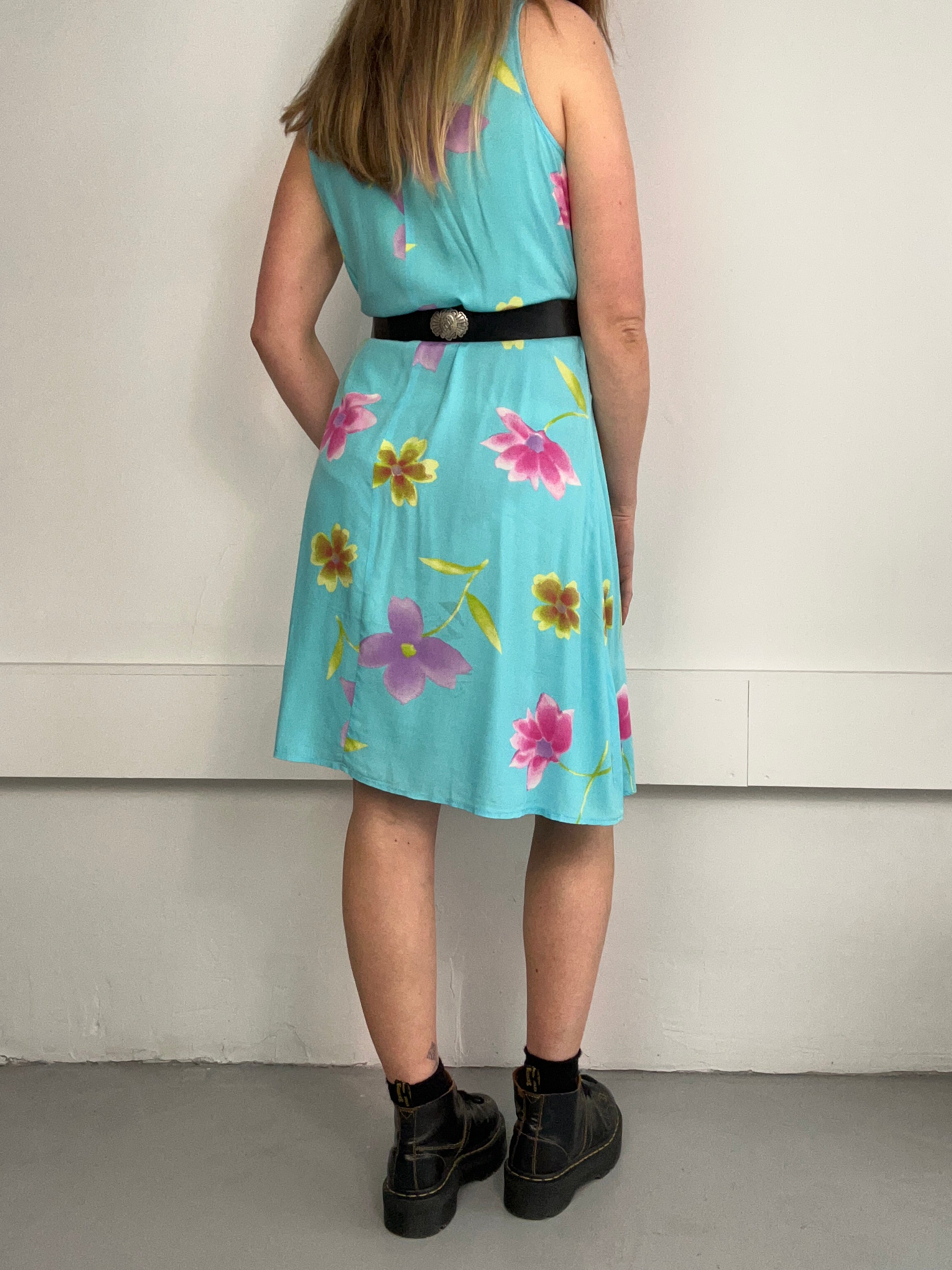 Turquoise Floral Sun Dress Size 12
