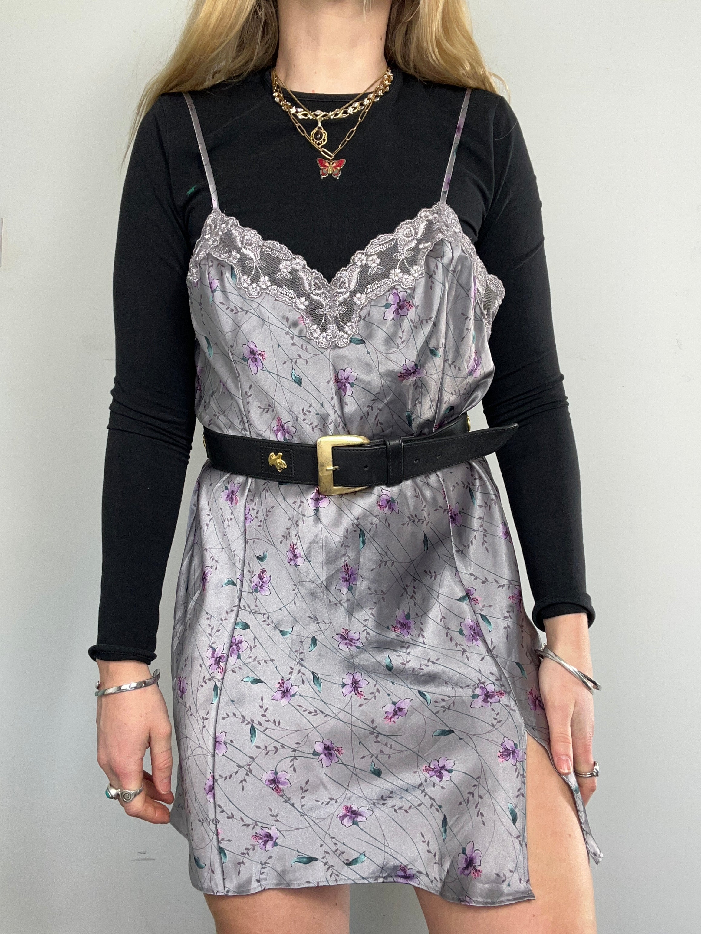 Silver Floral Lace Dress Size