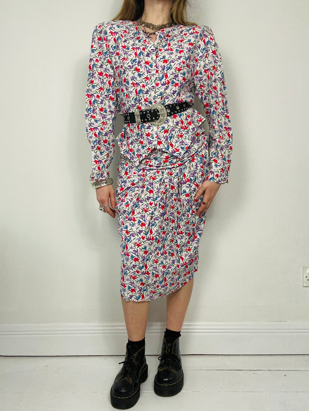 Floral 80's Jacket And Skirt Size 12