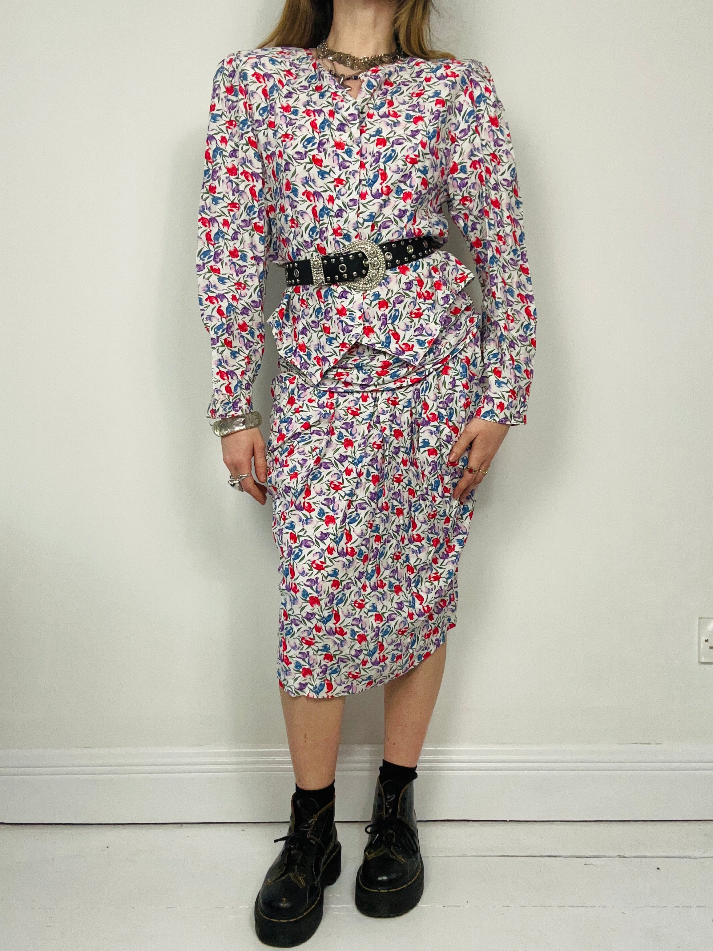 Floral 80's Jacket And Skirt Size 12