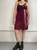 Sheer Wine Ruffle Slip Dress Size 10