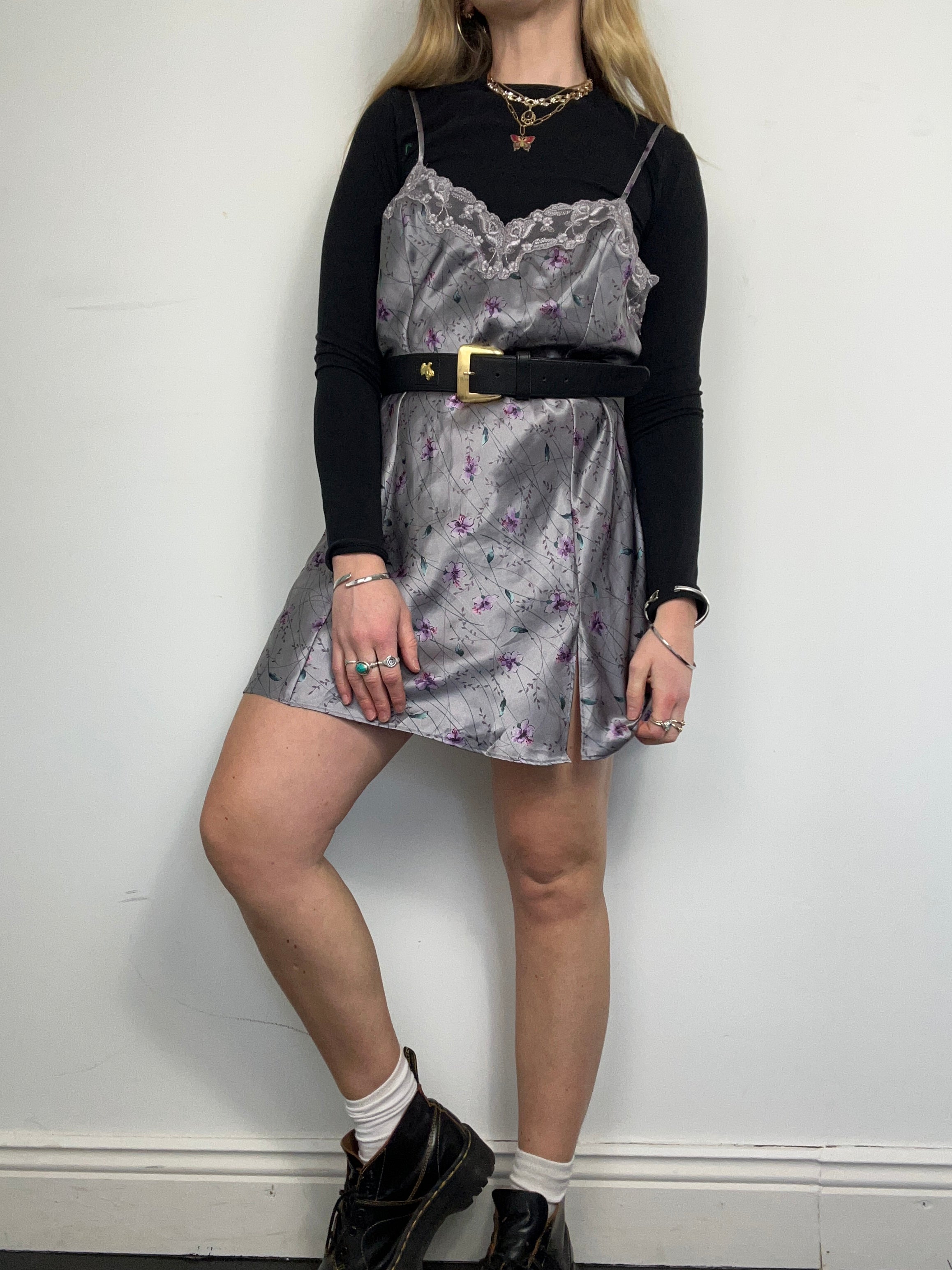Silver Floral Lace Dress Size