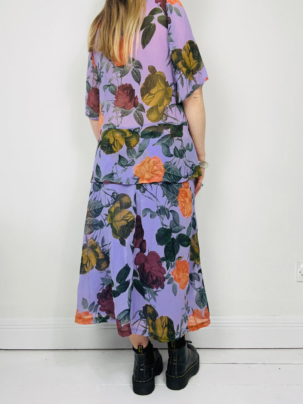 Purple Flroal Two Piece Set Size 14