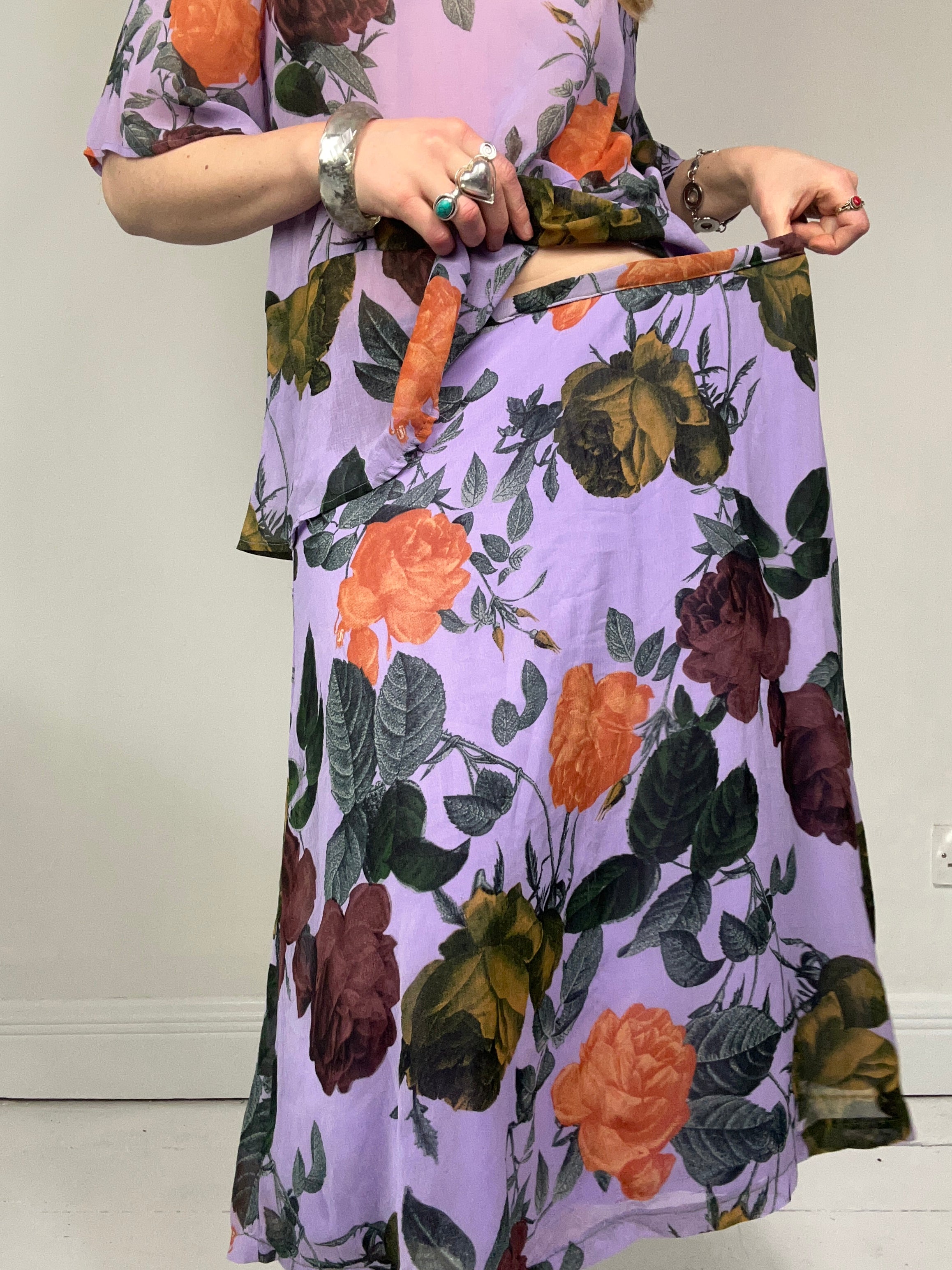 Purple Flroal Two Piece Set Size 14