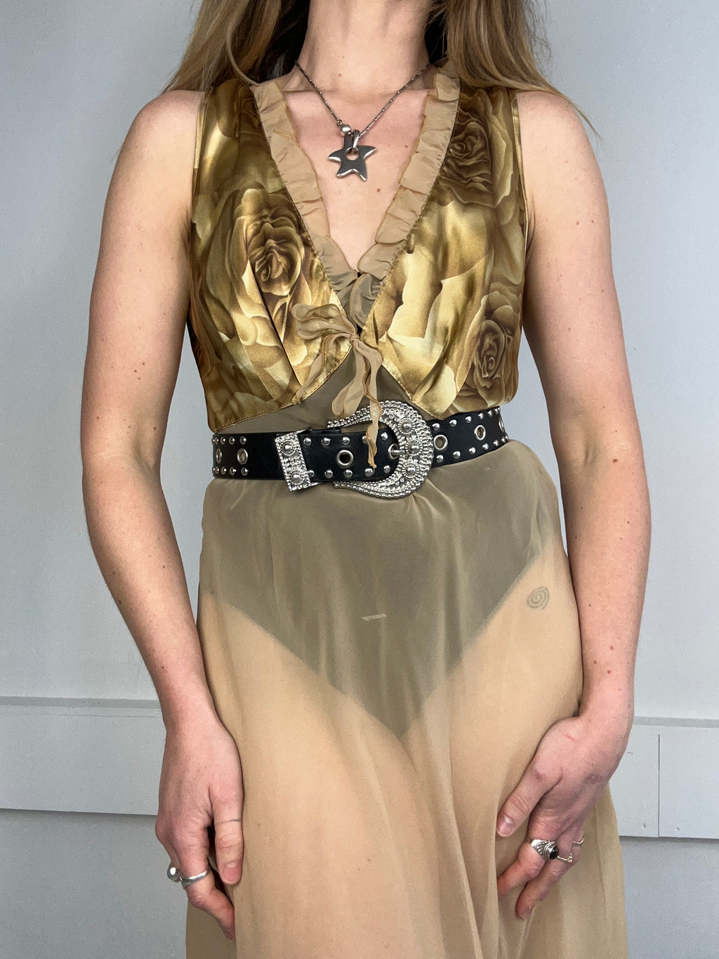 Gold Sheer Silp Dress Size 10/12
