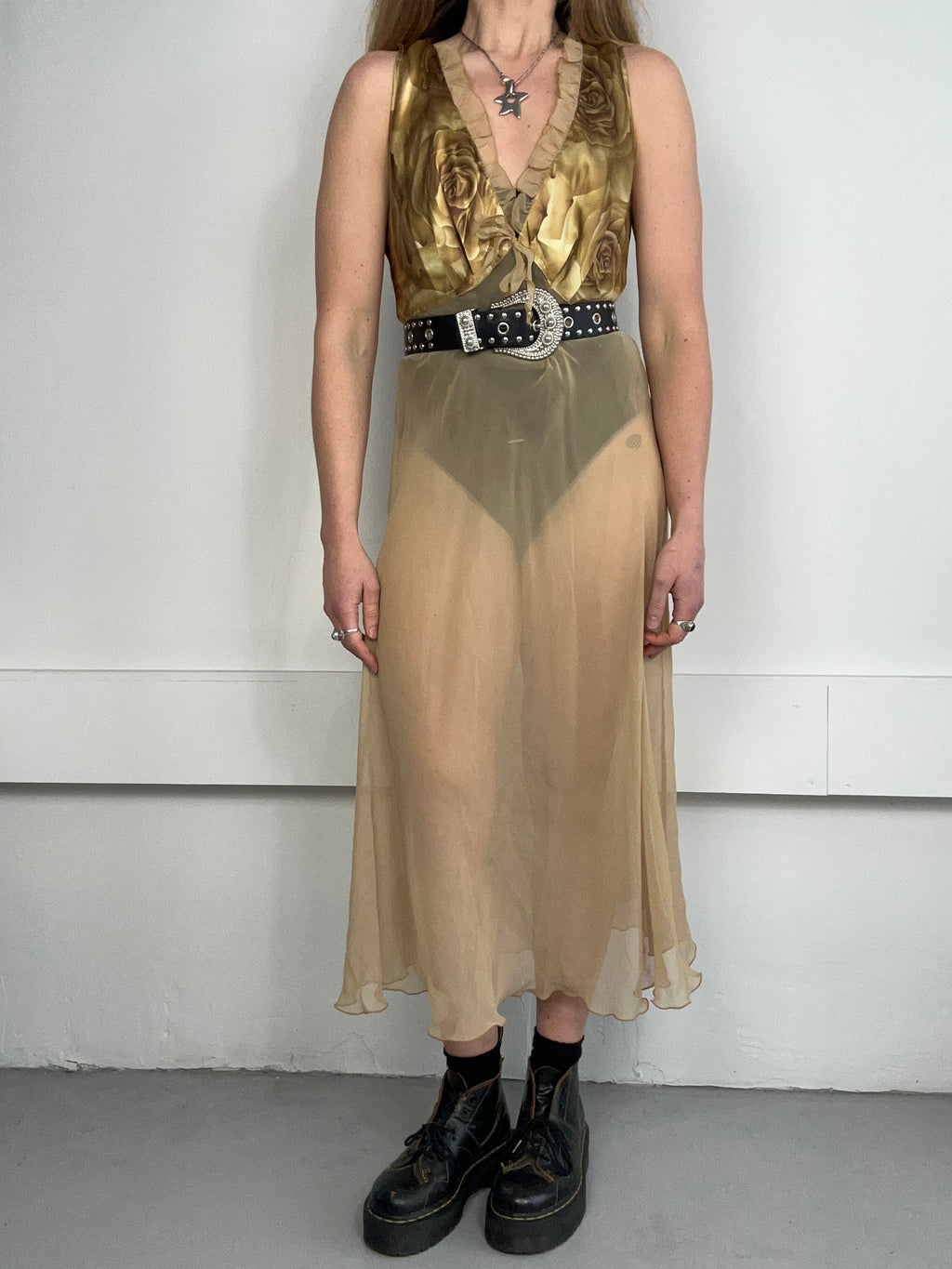 Gold Sheer Silp Dress Size 10/12
