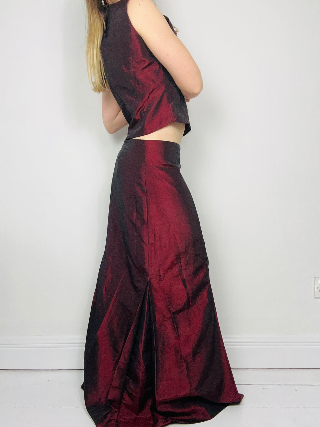 Wine Silk Two Piece Set Size 12