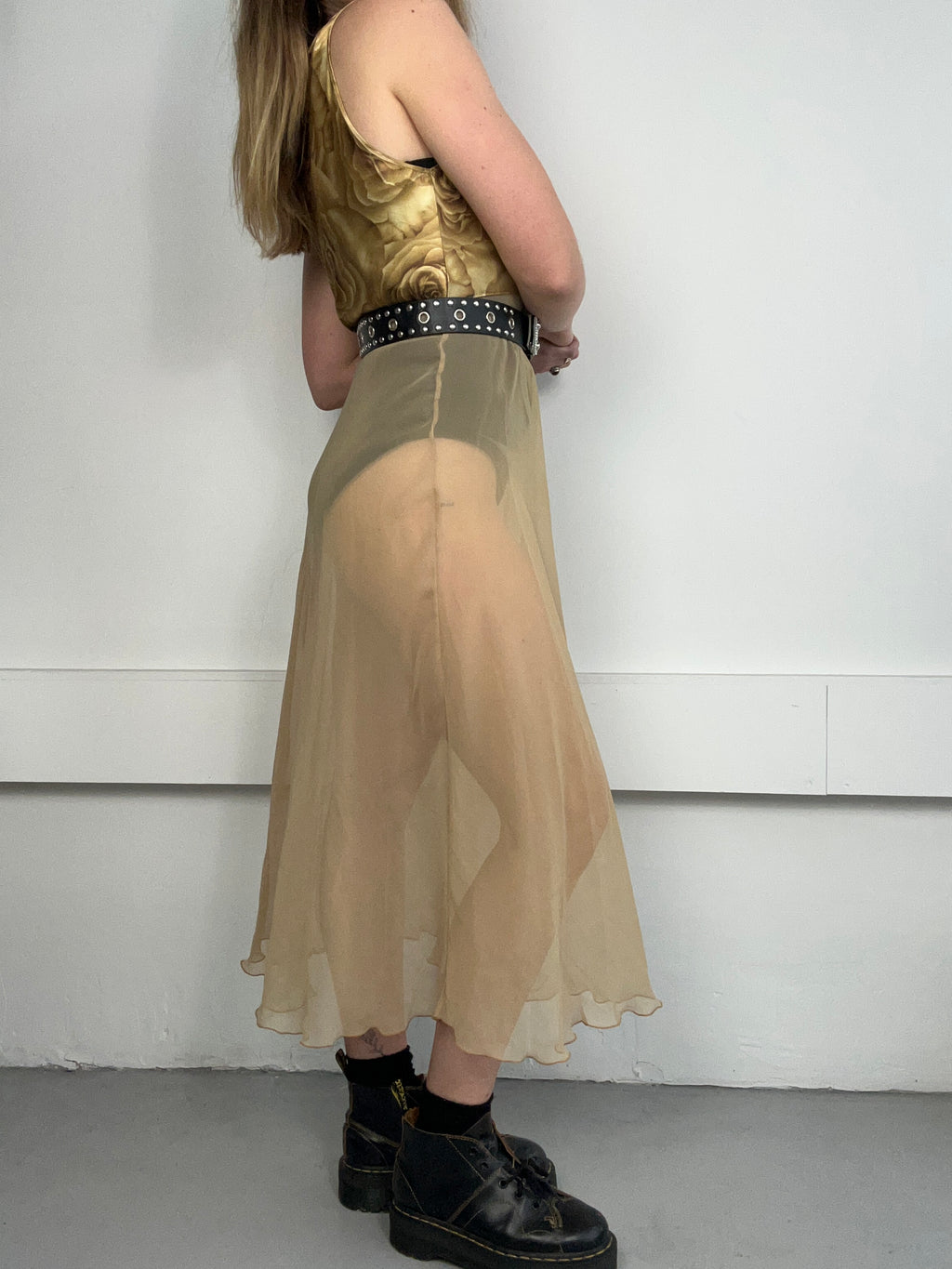 Gold Sheer Silp Dress Size 10/12
