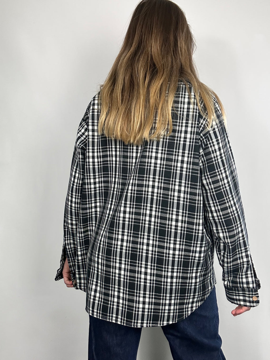 Black tartan Flannel Shirt Size L