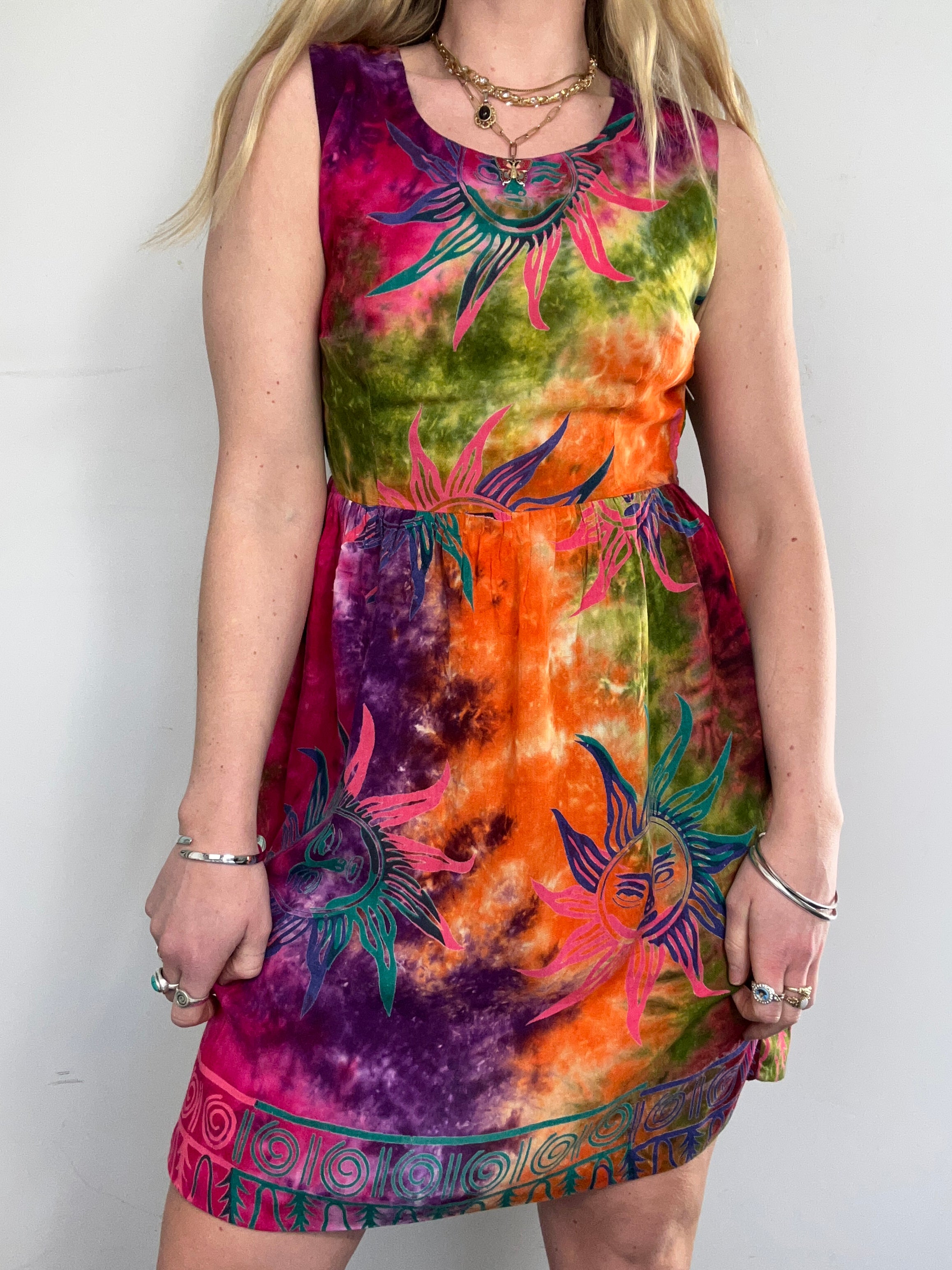 Tie Dye Sun Print Sun Dress Size 8
