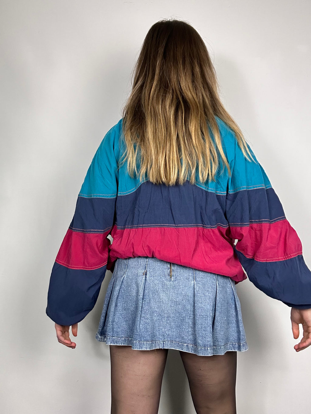 Half Zip Striped 90's Windbreaker Size m
