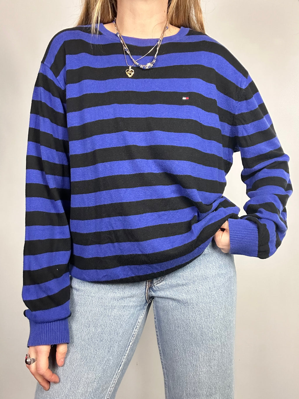 Blue Striped Sweater Size L