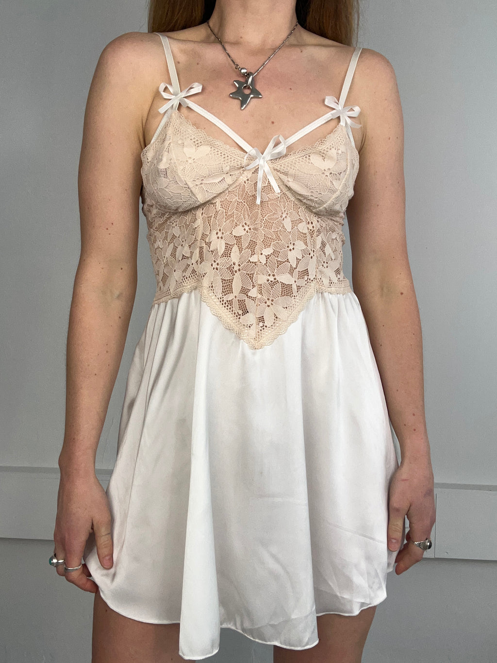 White Lace Slip Dress Size 8
