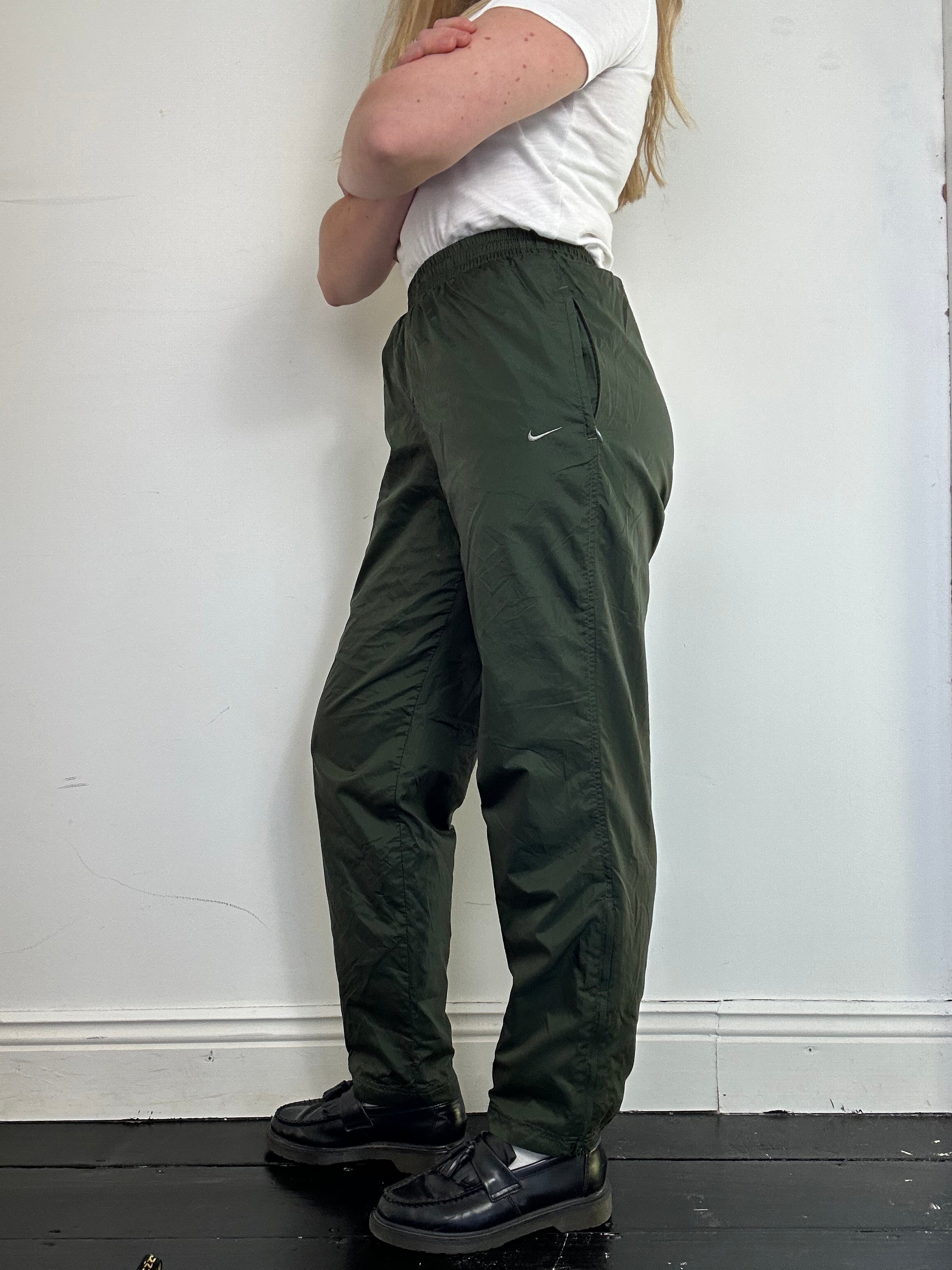 Green kaki Nike Tracksuit Bottoms Size s