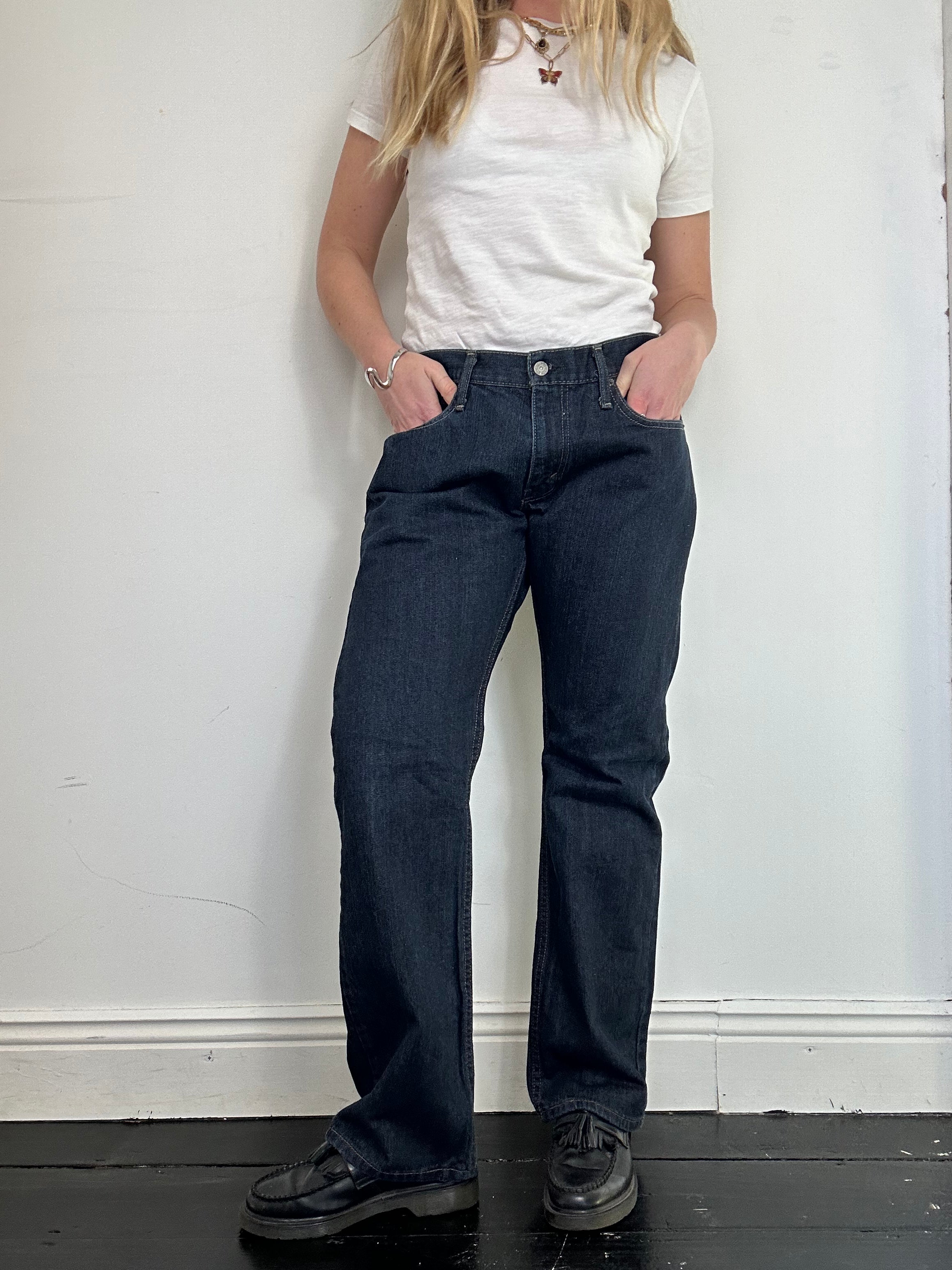 Levis 501 Indigo Mid Rise Jeans Size