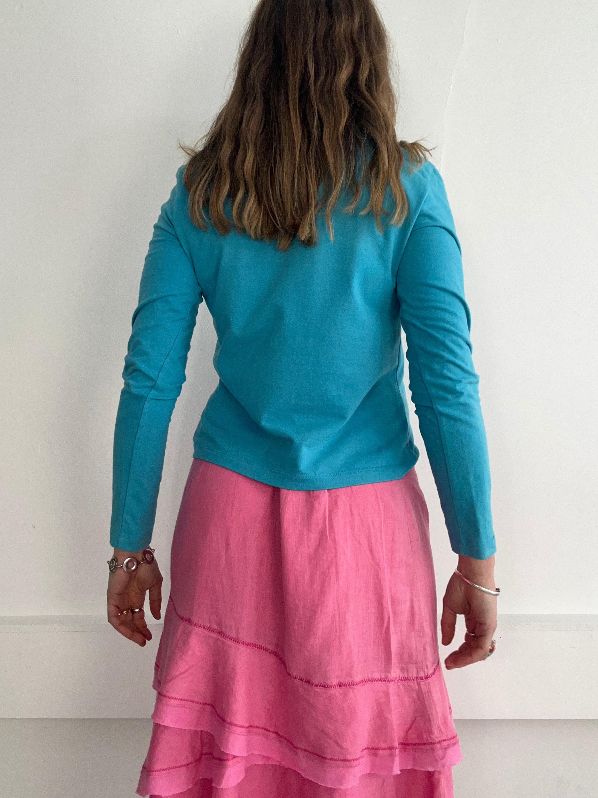 Turquoise Burberry Long Sleeve Top Size 10