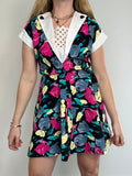 80's Floral Mini Dress Size 8