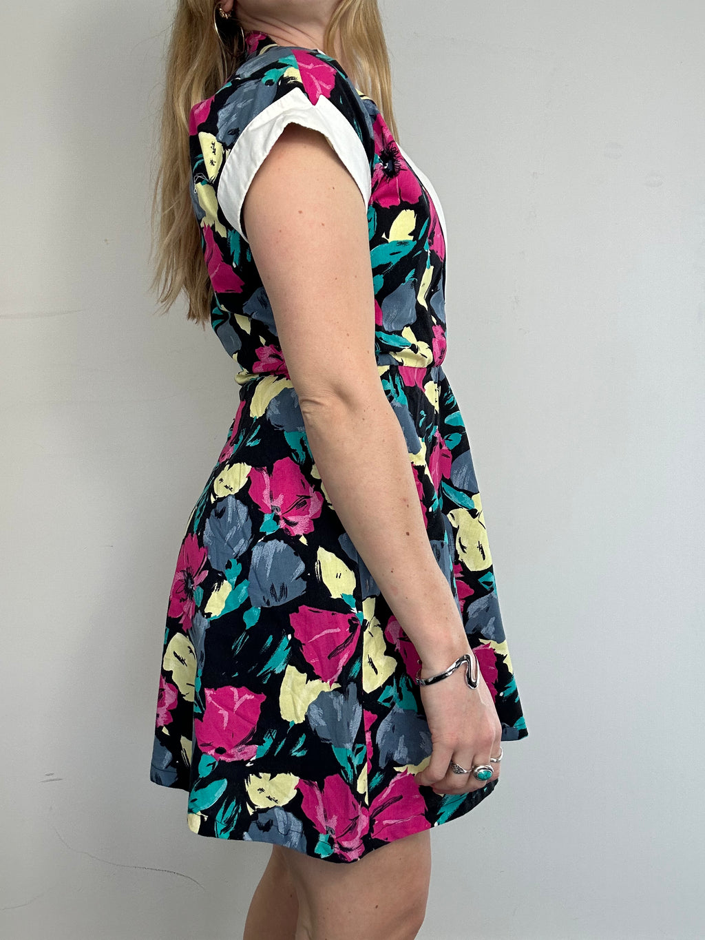 80's Floral Mini Dress Size 8