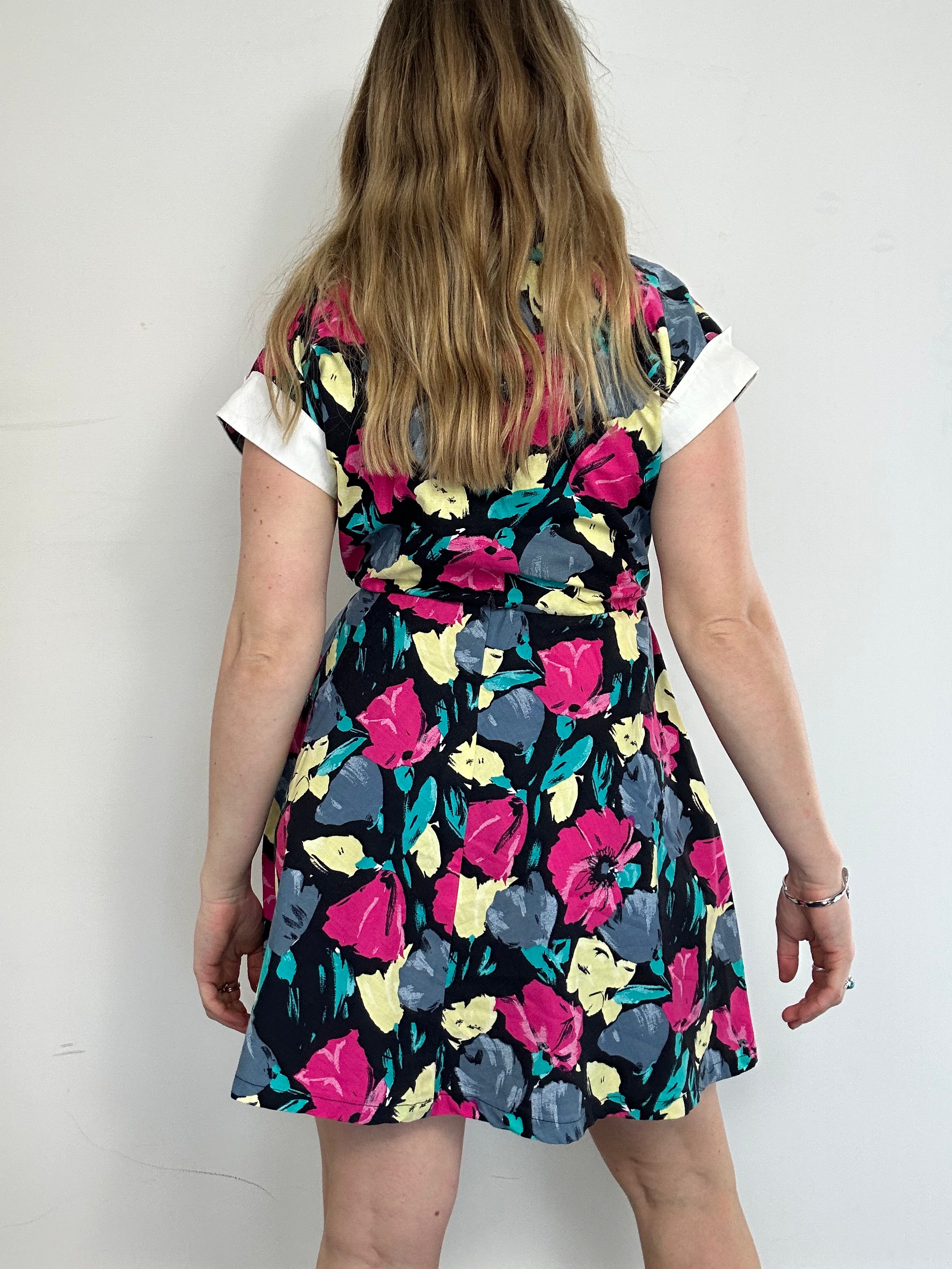 80's Floral Mini Dress Size 8