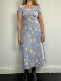 Baby Blue 90's Floral midi Dress Size 8