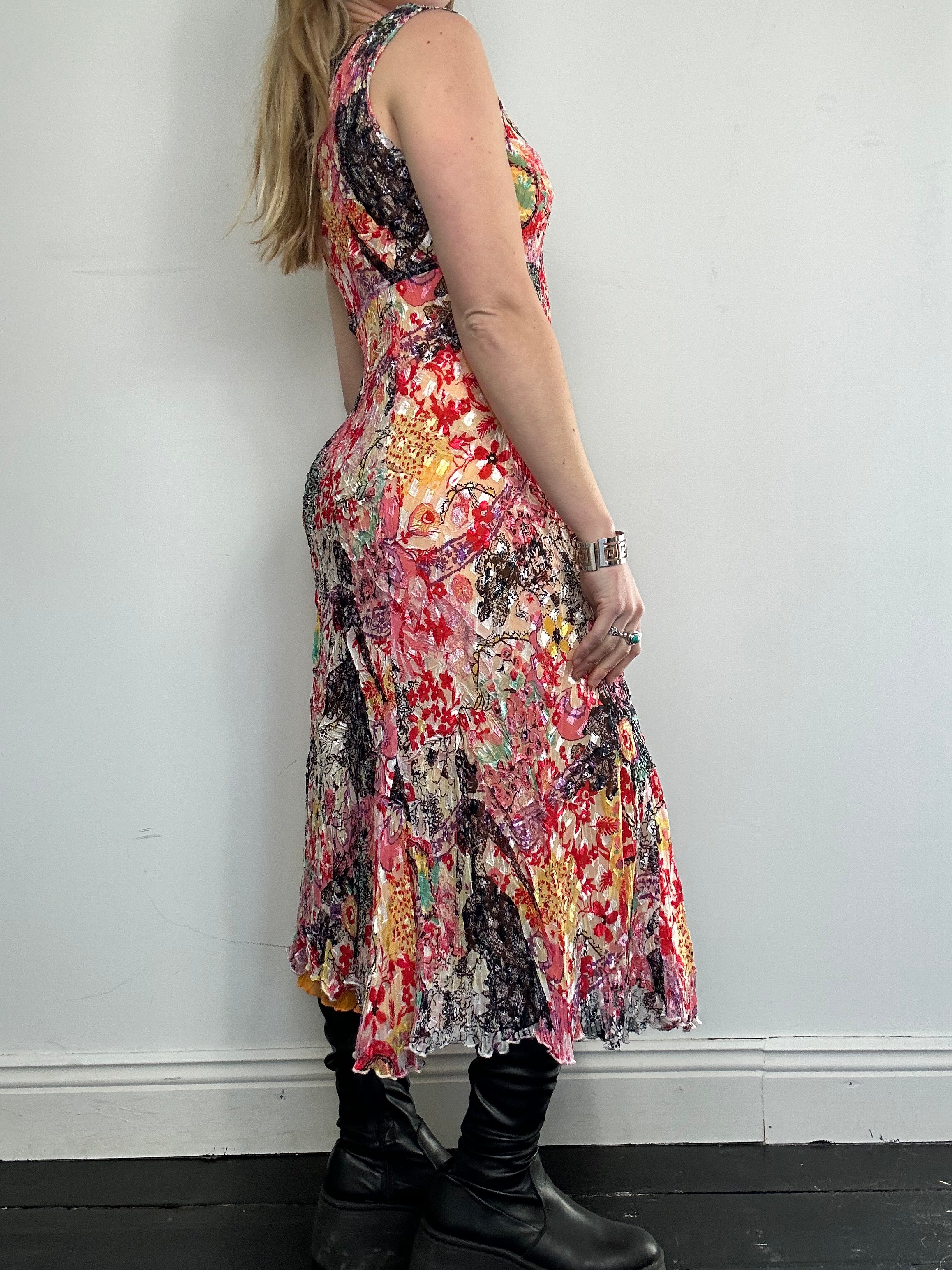 80's Crinkle Midi Dress size 12