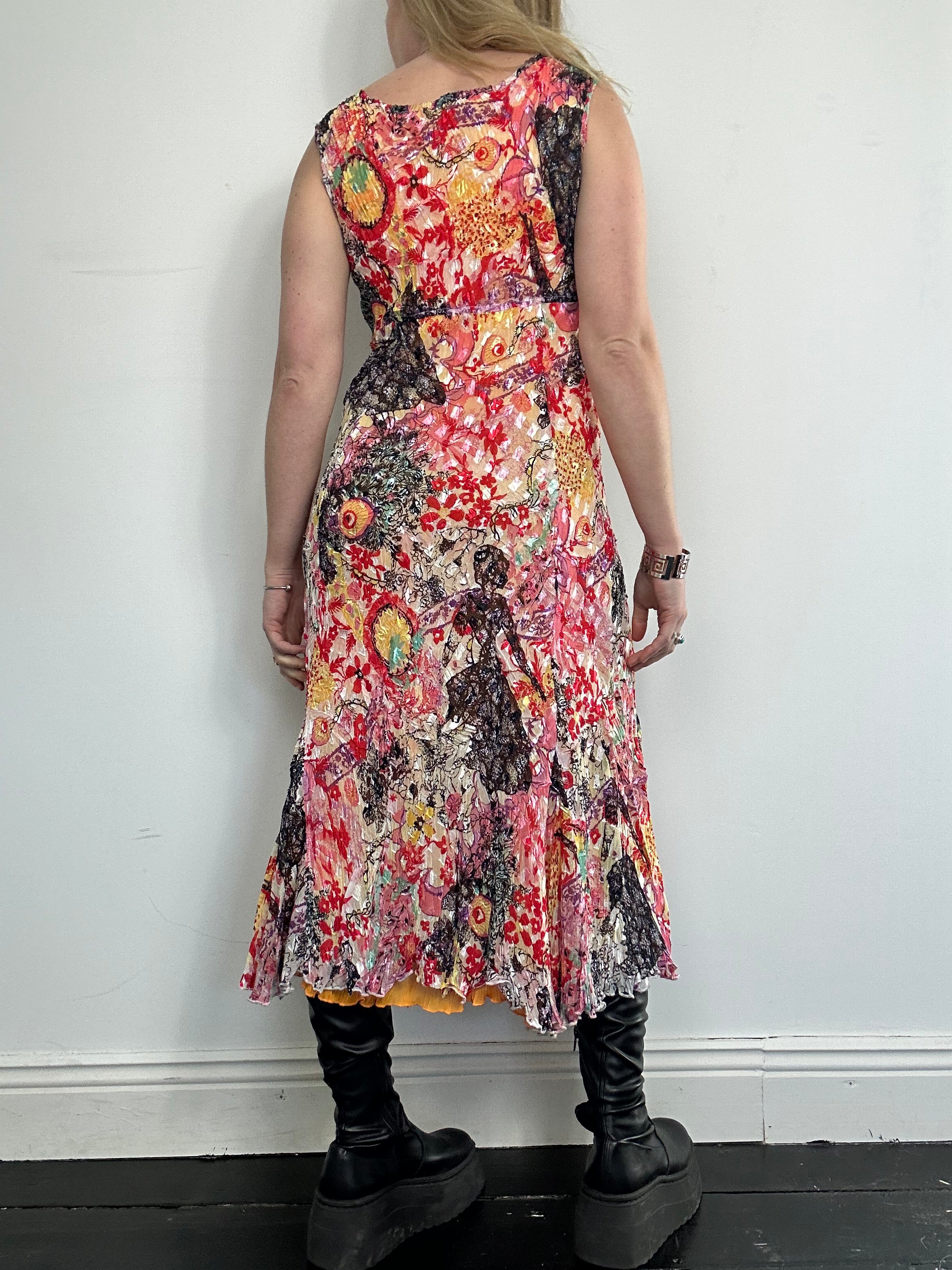 80's Crinkle Midi Dress size 12