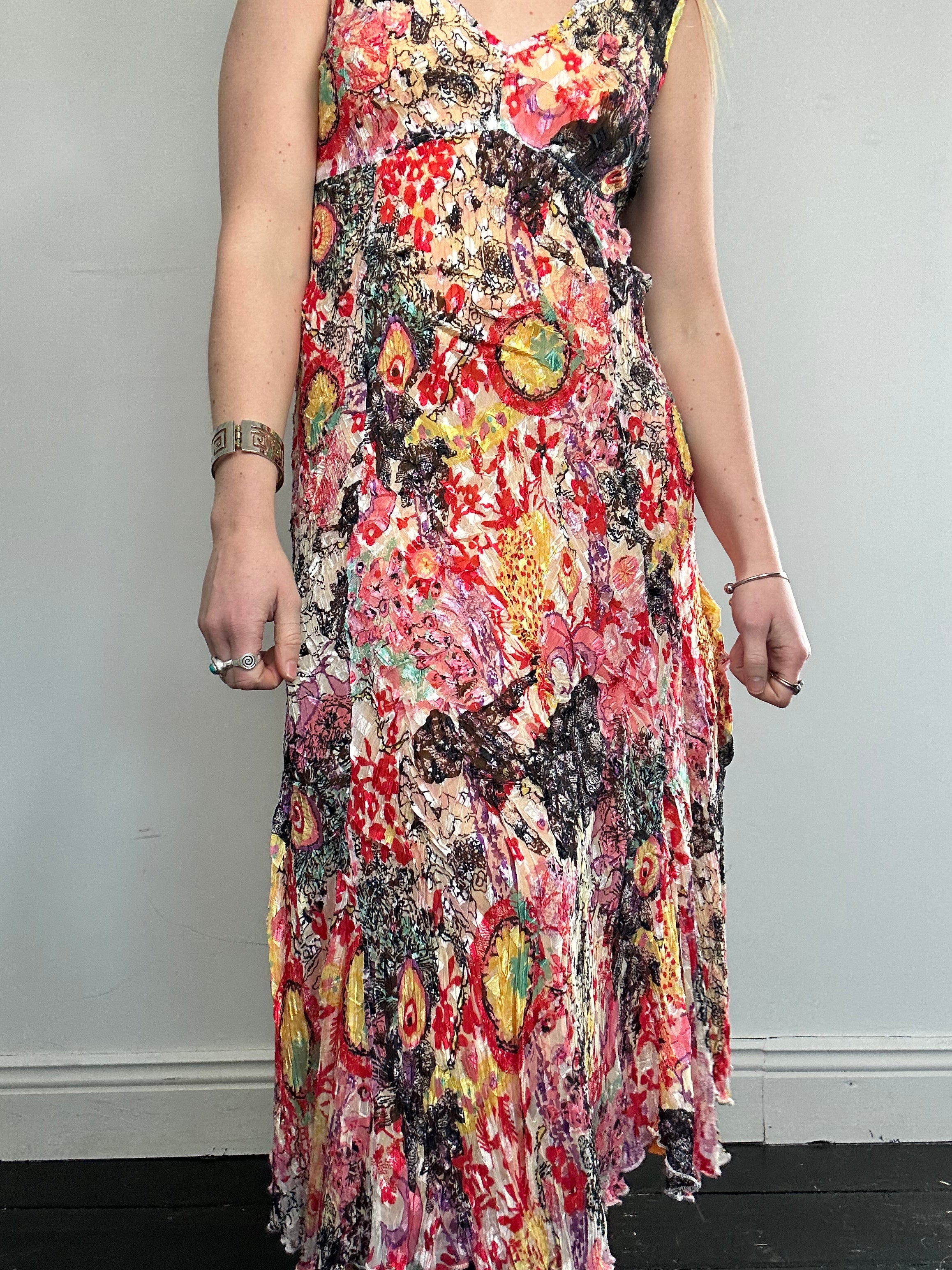 80's Crinkle Midi Dress size 12